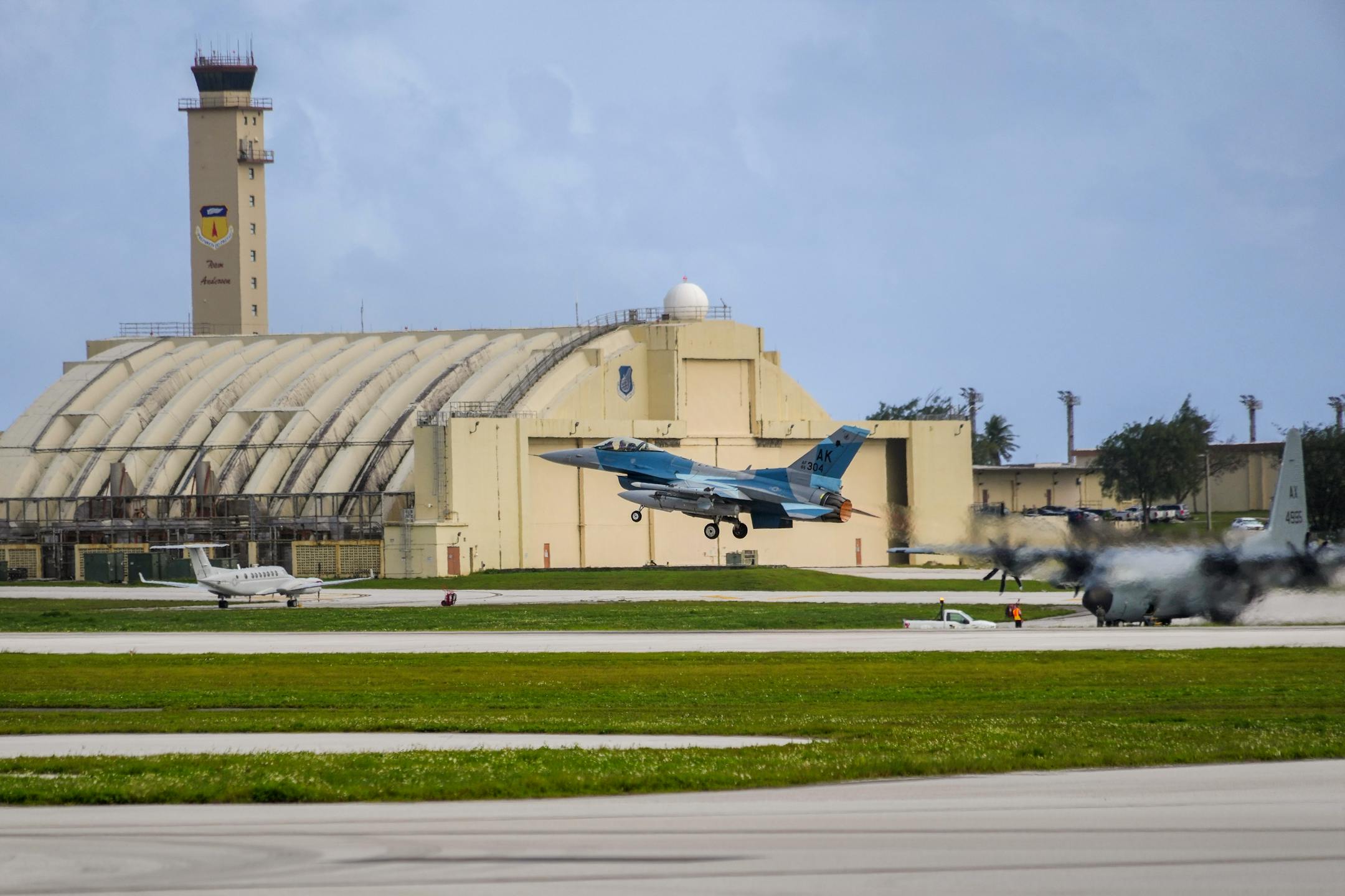 FILE Ñ An American F-15 jet takes off from Anderson Air Force Base in Guam on Feb. 17, 2023. The Biden administration is hunting for malicious computer code it believes China has hidden deep inside the networks controlling power grids, communications systems and water supplies that feed military bases in the United States and around the world. (Chang W. Lee/The New York Times)