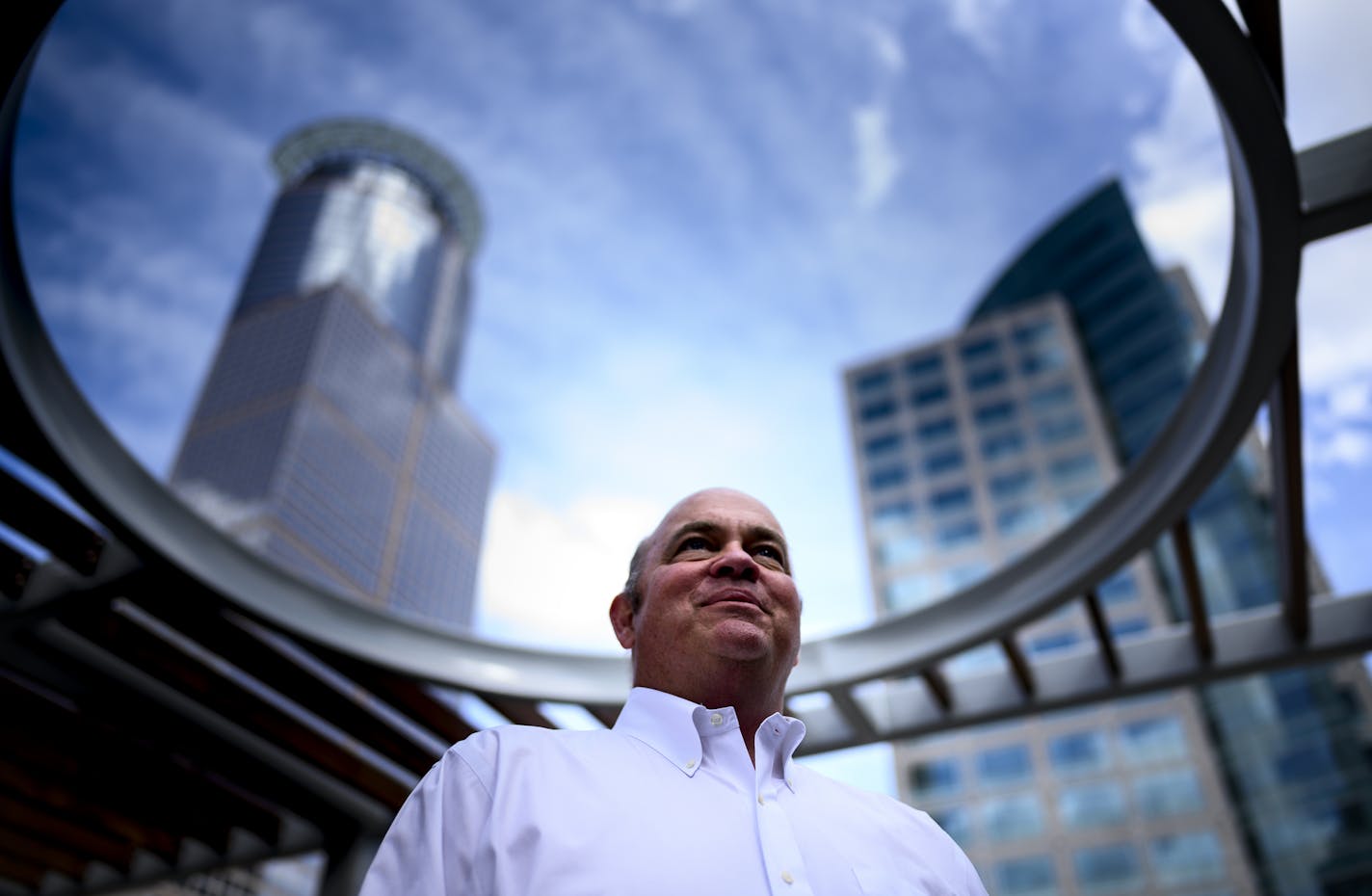 Merrill Corp. CFO Tom Donnelly stood for a portrait on the rooftop balcony of the Baker Center on Wednesday, Aug. 21, 2019 in Minneapolis, Minn. ] Aaron Lavinsky &#x2022; aaron.lavinsky@startribune.com St. Paul based Merrill Corp. is moving to the Baker Center next spring and is in the midst of a corporate turnaround from a printing to a software company. We photograph Merrill Corp. CFO Tom Donnelly on the rooftop balcony of the Baker Center on Wednesday, Aug. 21, 2019 in Minneapolis, Minn.