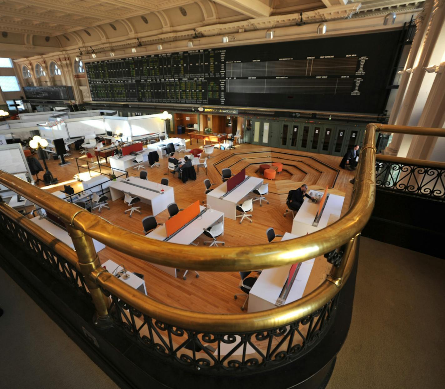 The Minneapolis Grain Exchange was renovated to accommodate start-up businesses and entrepreneurs, shown in December 2011.