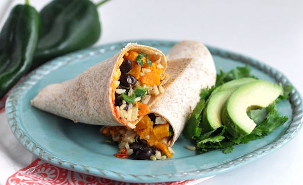 Meredith Deeds, Special to the Star Tribune Chicken, Black Bean and Butternut Squash Burritos