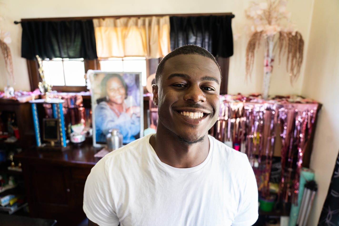 Johnson's childhood included several moves around North Minneapolis, but his grandmother's house was an anchor for the family, especially for Fourth of July festivities. ] MARK VANCLEAVE ¥ Gophers senior wide receiver Tyler Johnson photographed Tuesday, Jul 2, 2019 in Minneapolis.