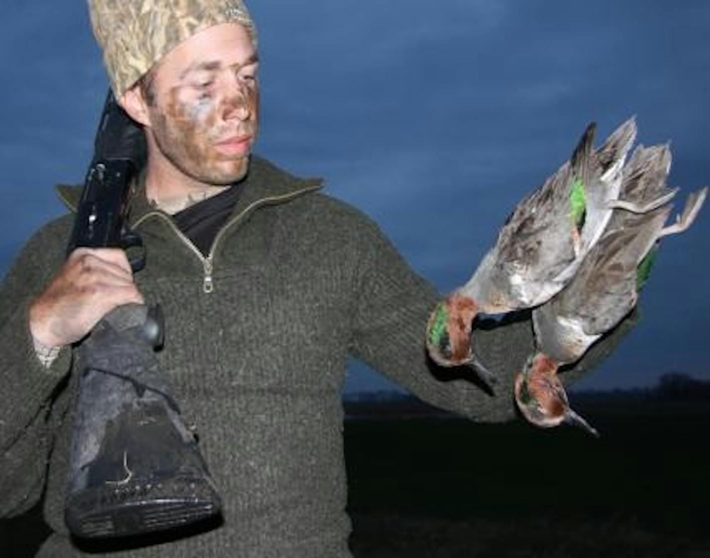 Sean Hauck with a pair of green-winged teal taken on a northeast South Dakota pothole.