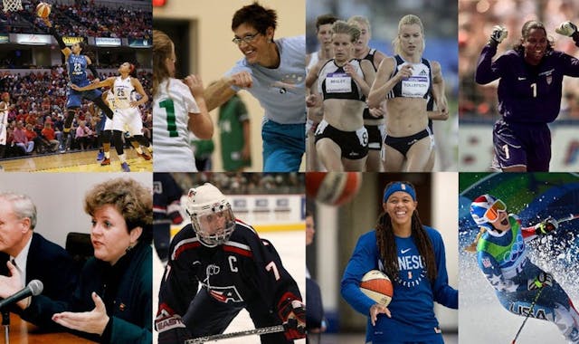 The Class of 2021 Minnesota Sports Hall of Fame inductees (clockwise from top left) were: Maya Moore, Annie Adamczak Glavan, Carrie Tollefson, Brianna