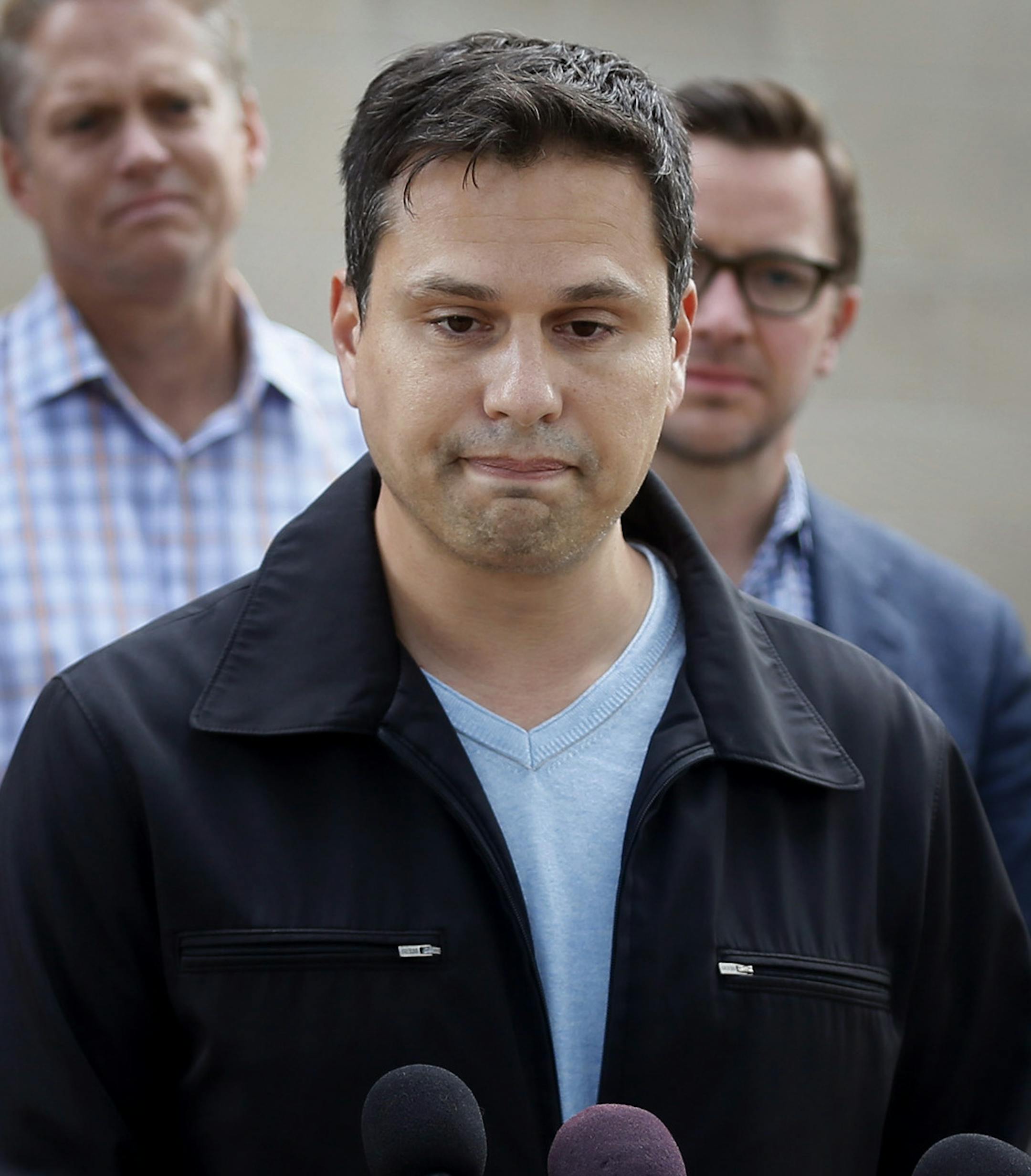 Nathon Bailey spoke during a press conference about the arrest of Ty Hoffman at St Mark 's Episcopal Cathedral. Hoffman was arrested for killing Nathon's fiance Kelly Phillips September 11 , 2014 in Minneapolis , MN. ] Jerry Holt Jerry.holt@startribune.com
