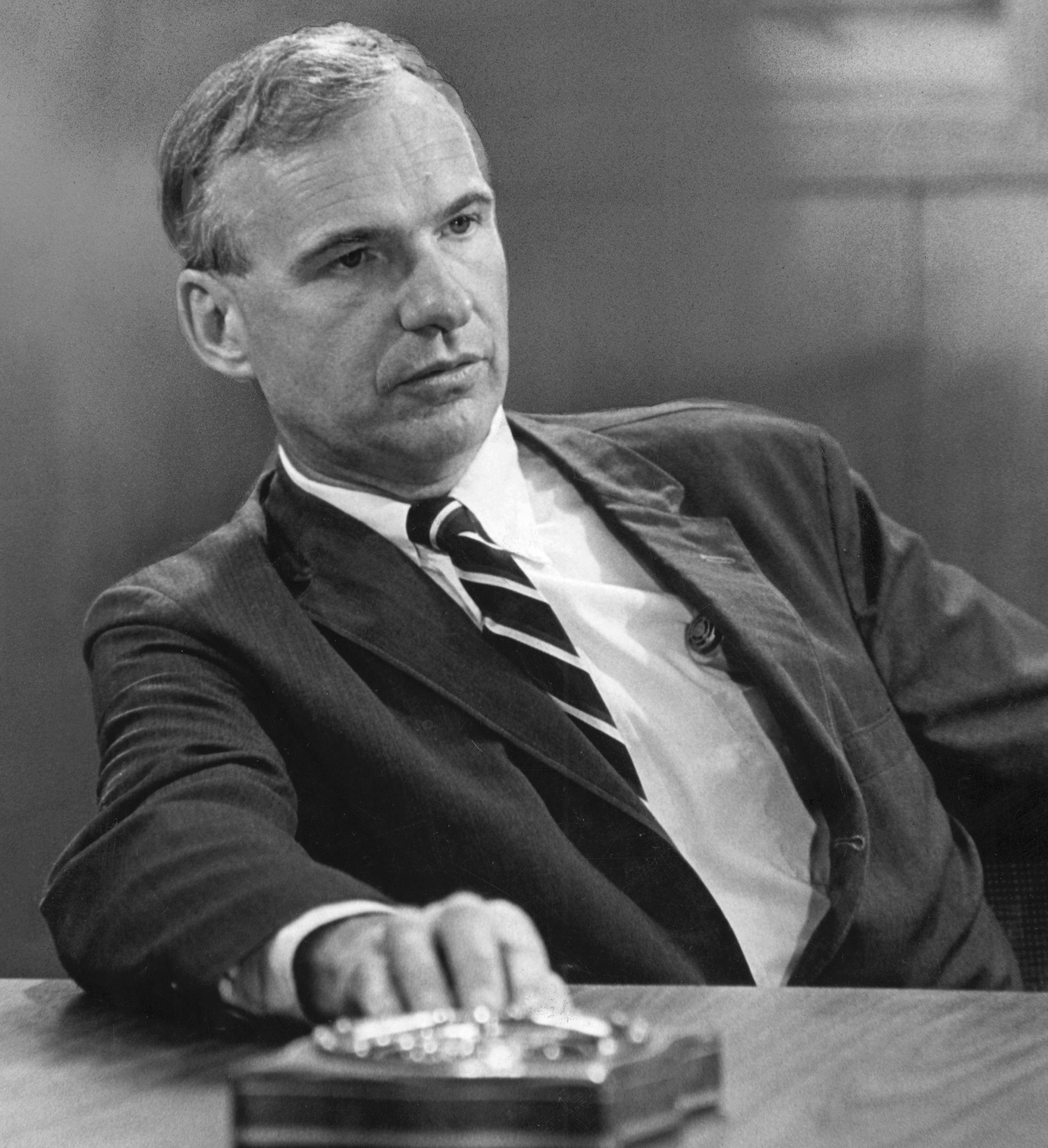 In a handout photo from the 1960s, James MacGregor Burns, an advisor to President John F. Kennedy. Burns, a scholarly critic of dysfunction in the American government who won a Pulitzer Prize for his biography of Franklin D. Roosevelt and taught at Williams College for decades, died on July 15, 2014. He was 95. (William H. Tague via The New York Times) -- NO SALES; FOR EDITORIAL USE ONLY WITH STORY SLUGGED OBIT-BURNS BY WEBER. ALL OTHER USE PROHIBITED.