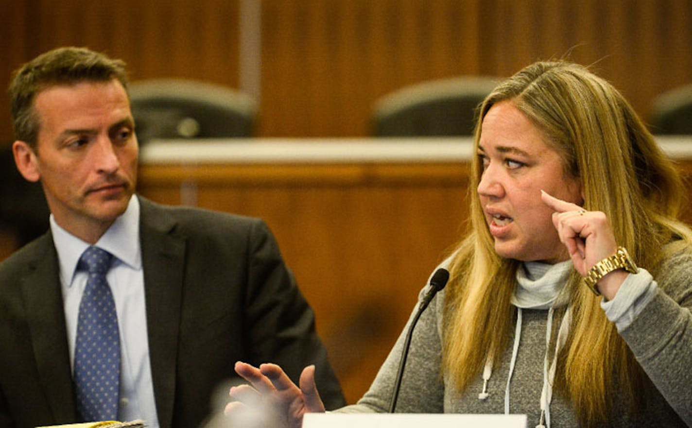 Lucy Laney Principal Mauri Friestleben, shown in 2017 with Minneapolis schools Superintendent Ed Graff.