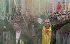 Several thousand Kurds protested Saturday in Frankfurt, Germany, against the Turkish army's incursion into northern Syria.