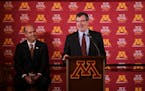 Norwood Teague was introduced as the next director of athletics at the University of Minnesota at a news conference in the football locker room Monday