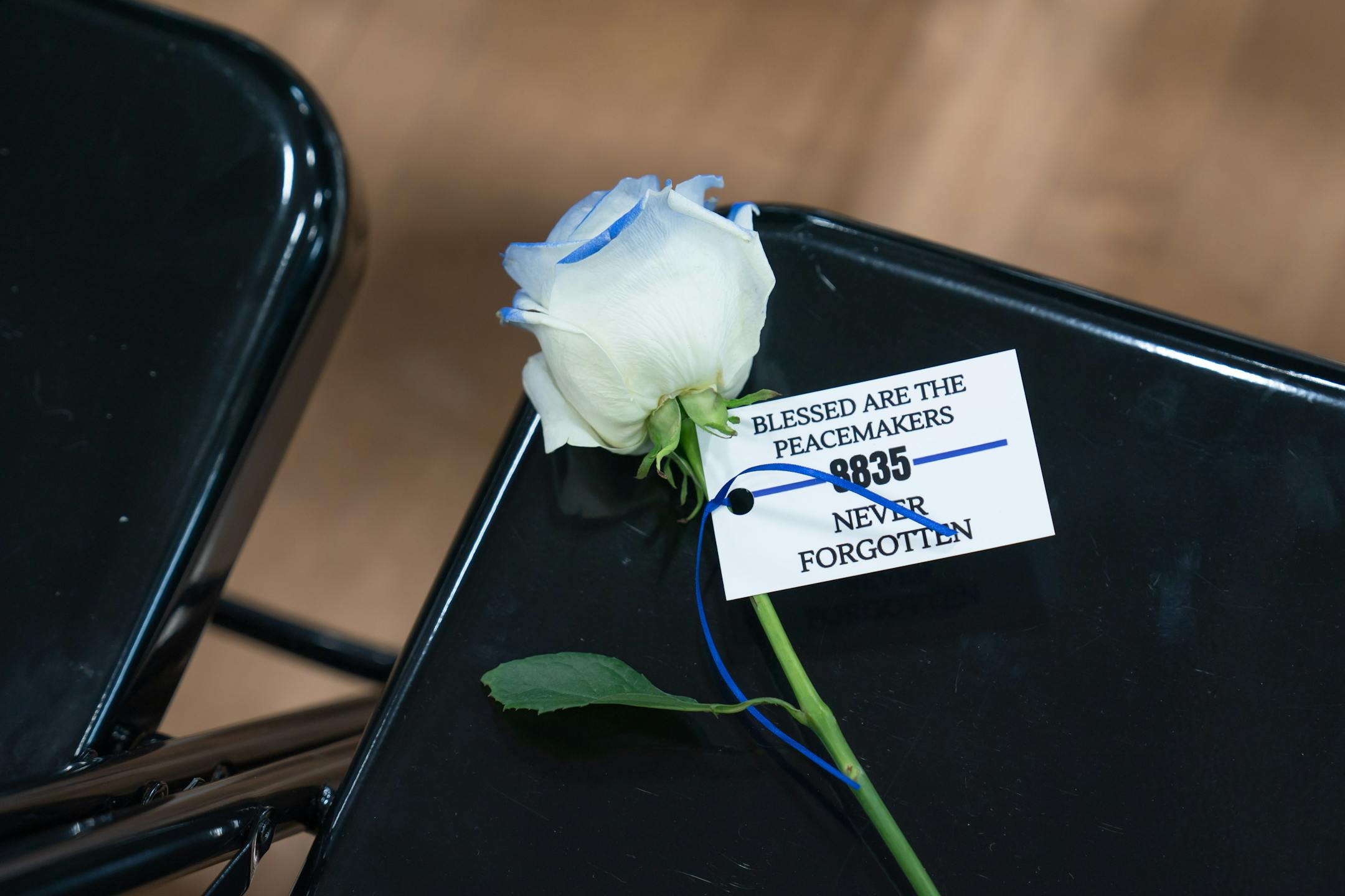 Flowers were distrbuted in the service.
