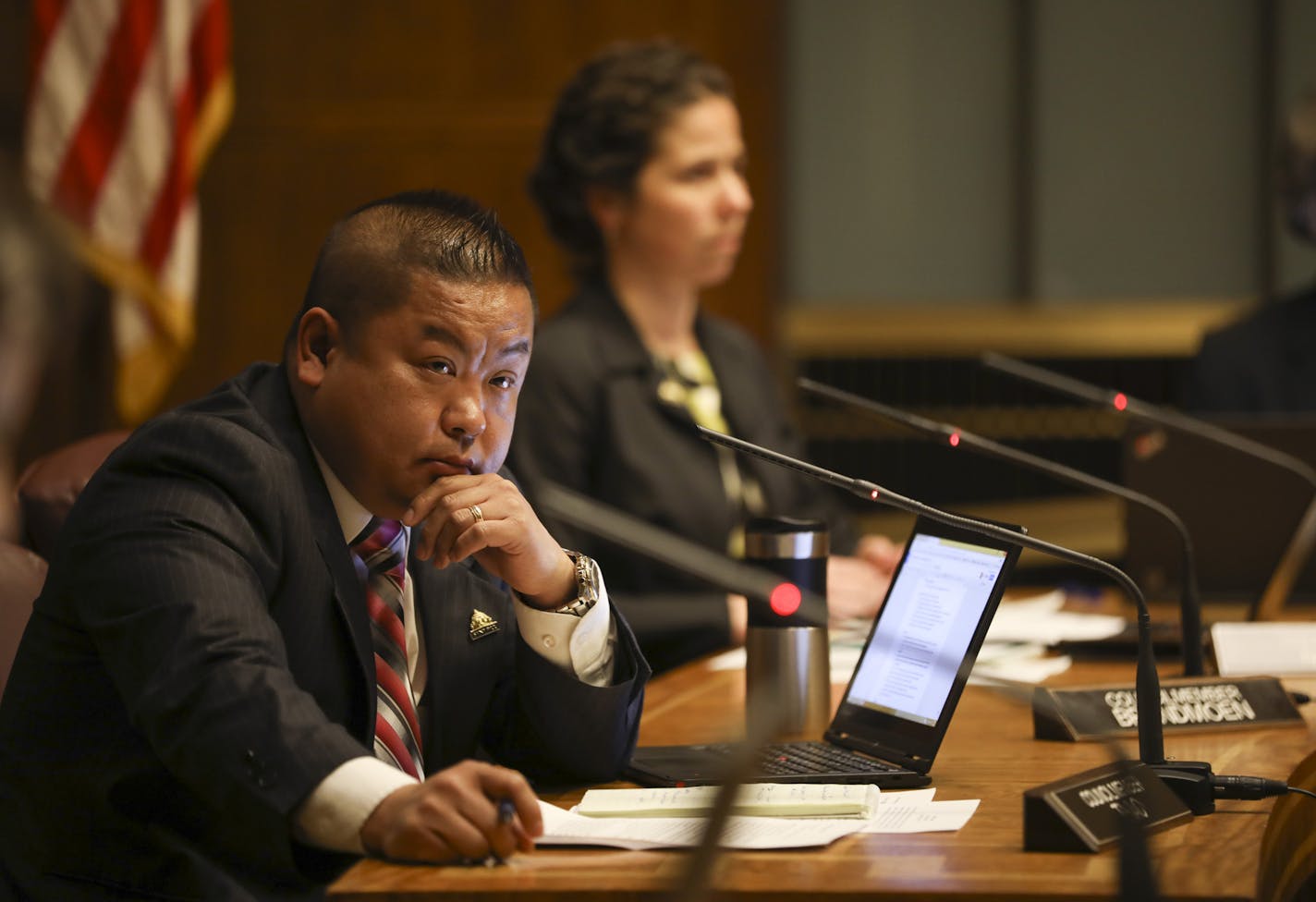 St. Paul City Council Member Dai Thao, who is running for mayor, pictured at a city council meeting in April.