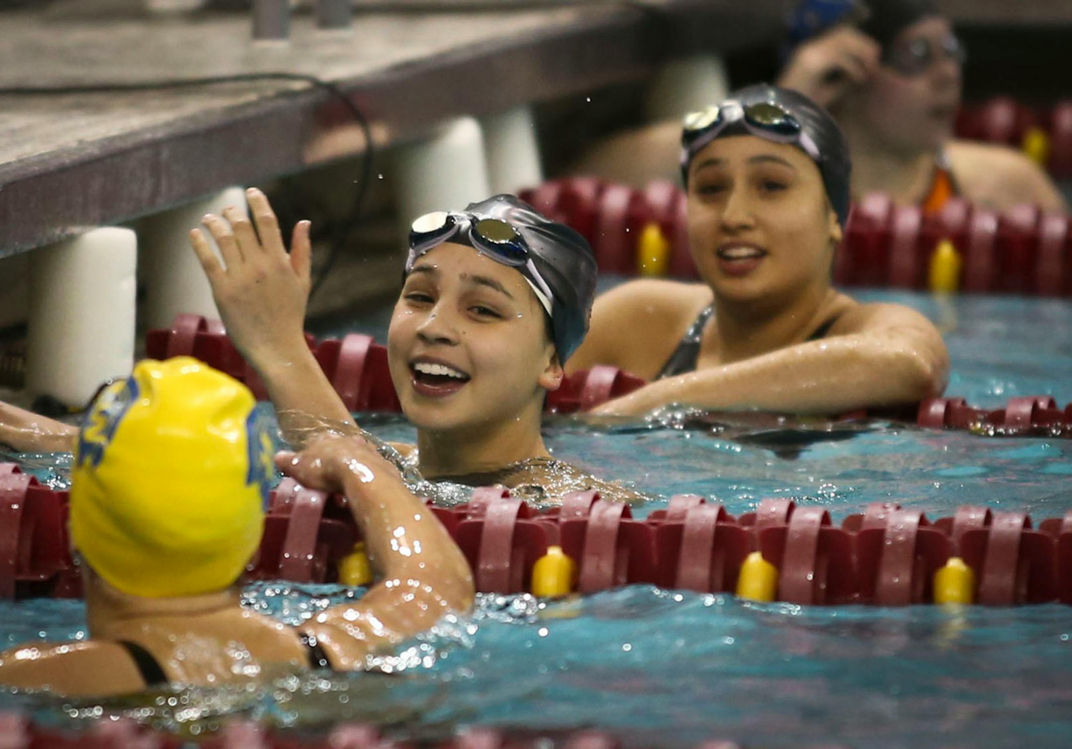 Edina's Rachel Wittmer smiled after she won the 50 yard freestyle with a time of 22.81 during the 2013 MSHSL GIrls AA Swim and Dive Championships on Wednesday, November 20, 2013 in the Aquatic Center in Minneapolis, Minn. ] RENEE JONES SCHNEIDER • reneejones@startribune.com