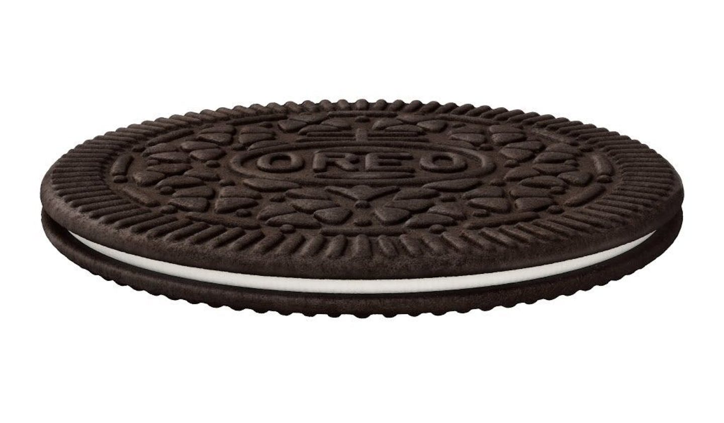 This product image provided by Mondelez shows an "Oreo Thin". Mondelez International Inc. says it will add "Oreo Thins," which have a similar cookie-to-filling ratio as regular Oreos, except that they're slimmer, to its permanent lineup in the U.S. starting next week.