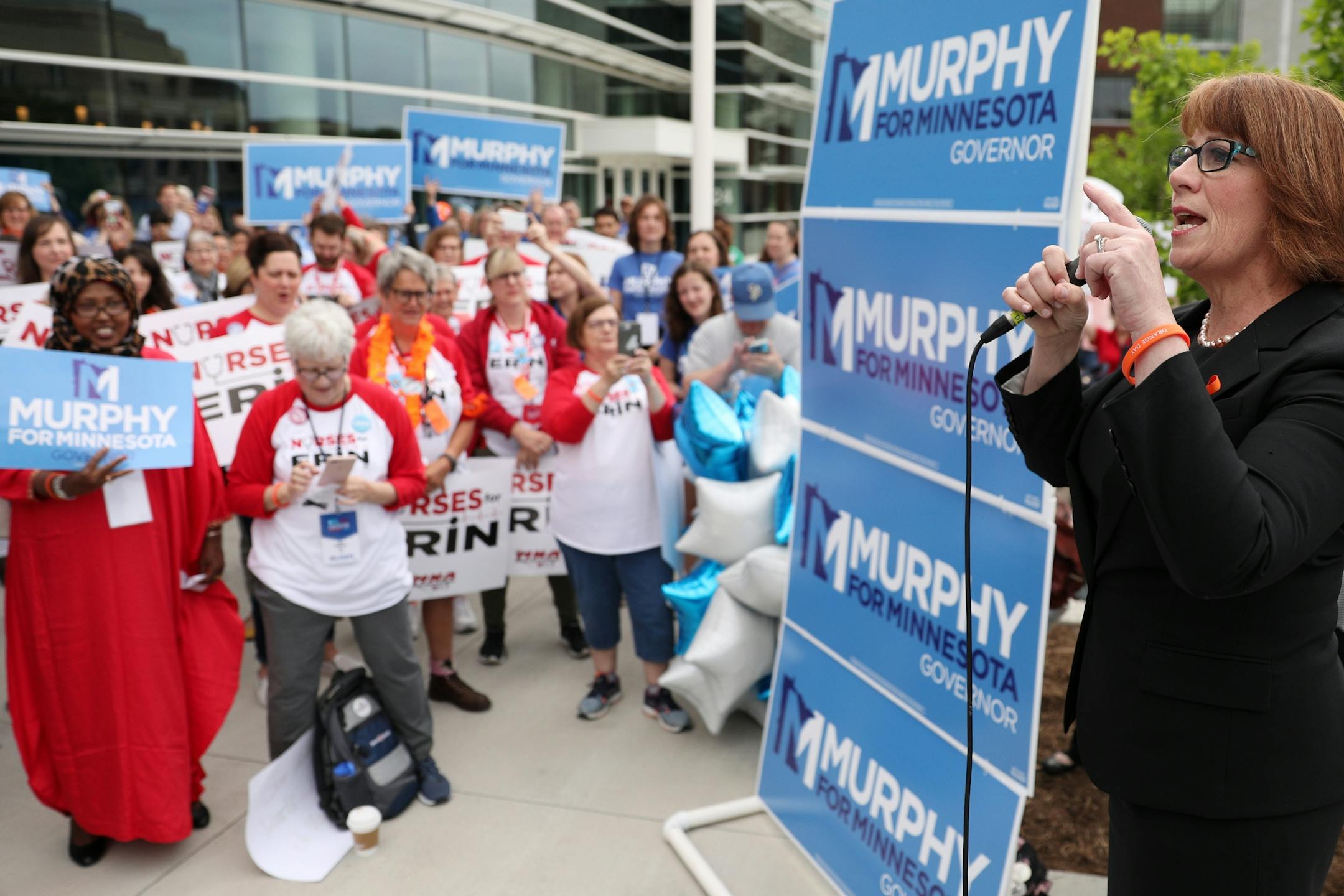 Gubernatorial candidate Erin Murphy spoke during a rally with her supporters Saturday morning.