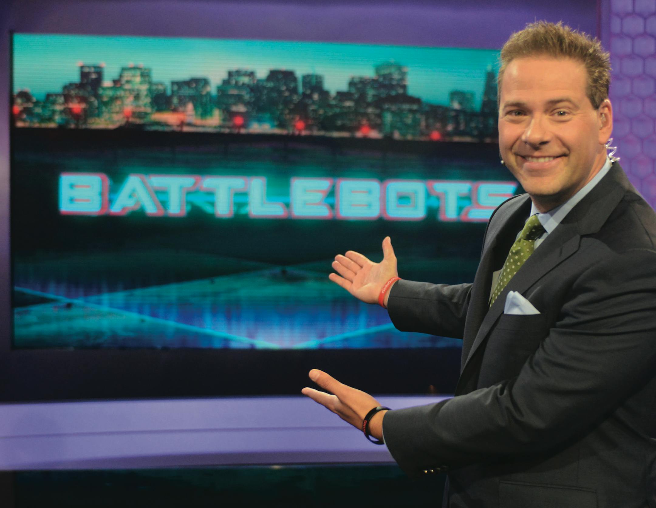 FOR USE WITH FYI_TV CONTENT ONLY. BATTLEBOTS - The robot shrapnel will fly in the BattleBox this summer, with expert play-by-play analysis from veteran sports broadcaster Chris Rose, and color commentary from former UFC fighter Kenny Florian. Hosted by celebrated sports anchor Molly McGrath, "BattleBots" premieres SUNDAY, JUNE 21 (9:00- 10:00 p.m., ET) on the ABC Television Network. (ABC/David Moir) CHRIS ROSE