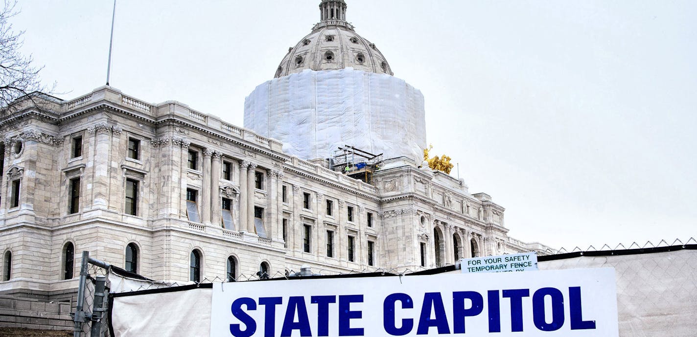 The Capitol is still officially closed to the public. ] GLEN STUBBE * gstubbe@startribune.com Thursday, March 3, 2016 With less than a week left before the beginning of the session, Tour of ongoing renovation work at the Minnesota State Capitol and at the House chamber currently being prepared for the legislative session. ORG XMIT: MIN1603031135463892 ORG XMIT: MIN1603091038238260