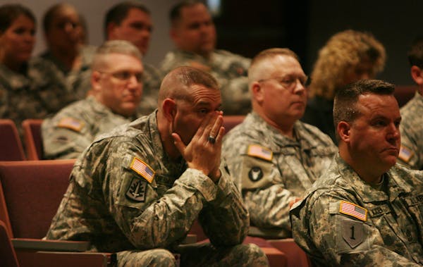 In this Dec. 11, 2008 file photo, members of the Rosemount-based 34th Red Bull Infantry Division learned they would be deployed to Iraq. It was announ