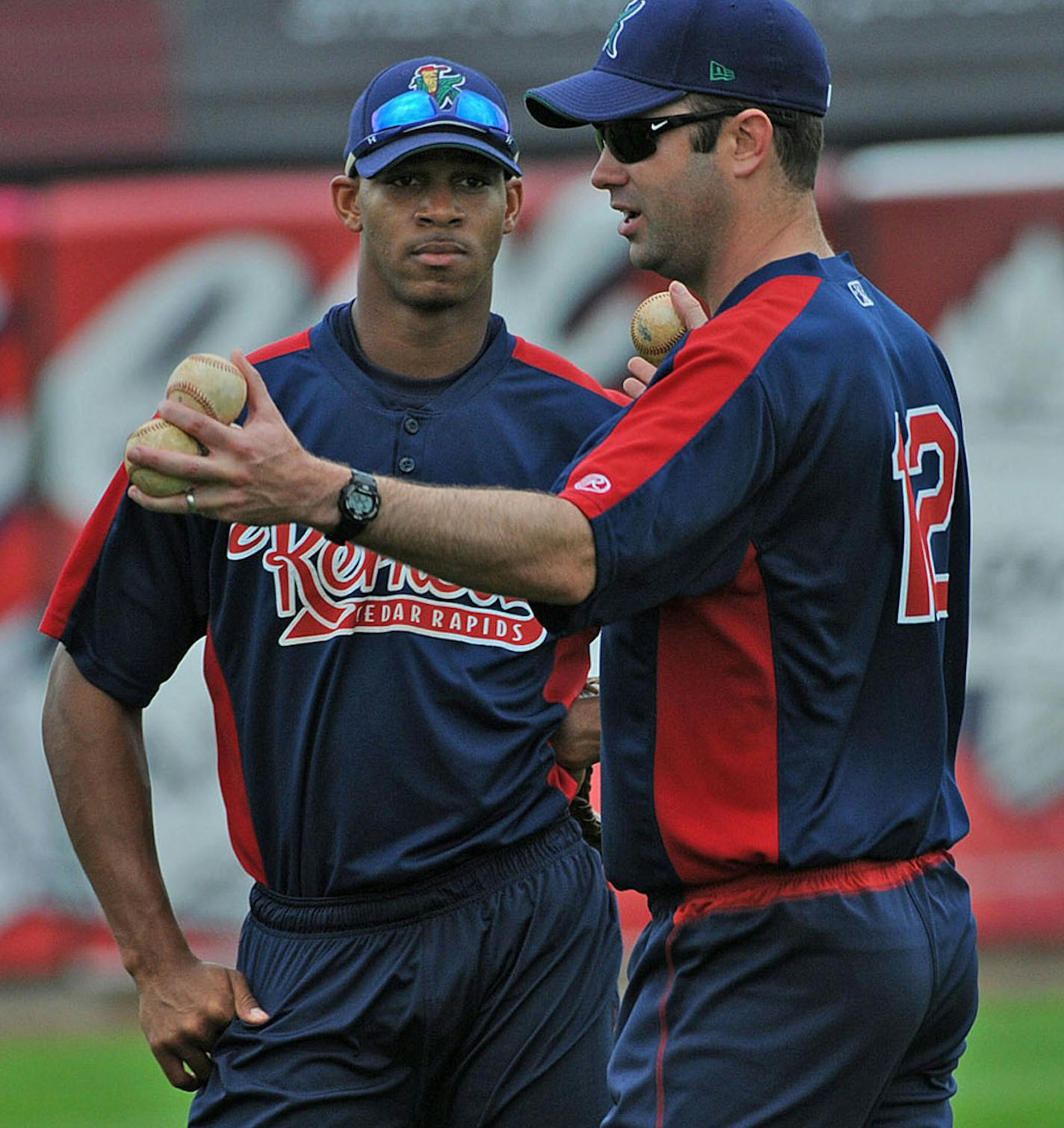 Byron Buxton and Cedar Rapids Kernals manager Jake Mauer