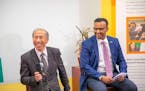 U.S. Ambassador to Somalia Donald Yamamoto at a recent forum alongside Jibril Afyare, president of the Somali American Citizens League. (Courtesy Jibr