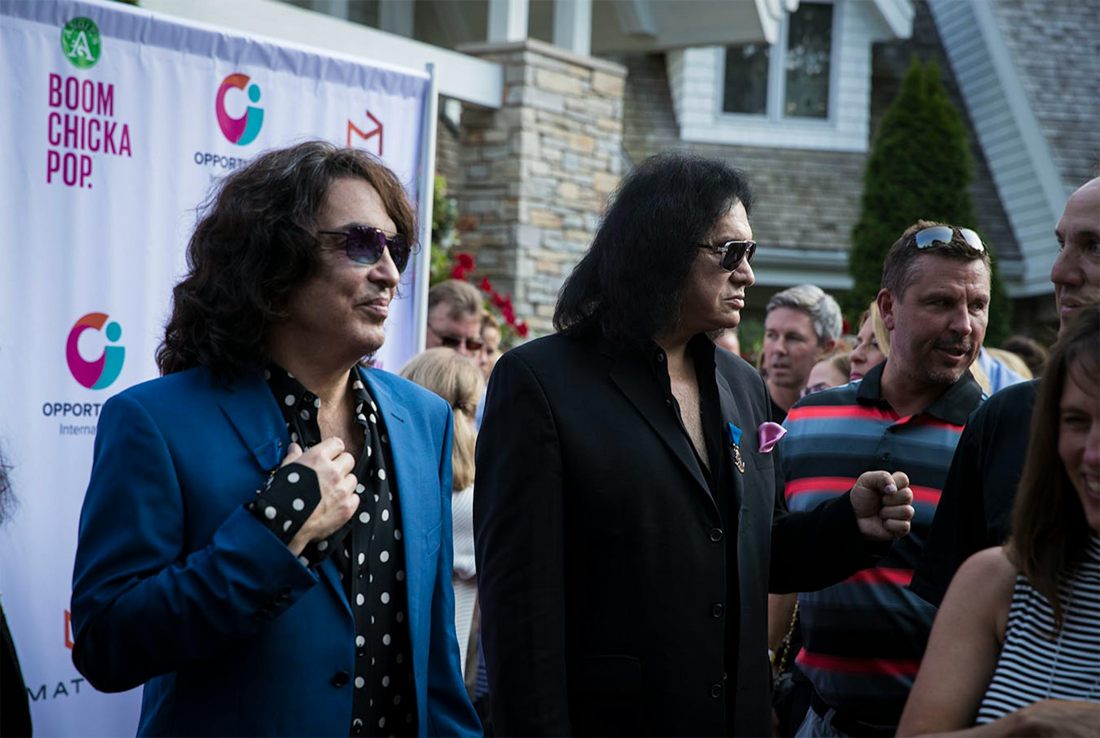 Kiss' Paul Stanley and Gene Simmons posed for pictures before a charity event at the home of local philanthropist Martha "Muffy" MacMillan on Tuesday, August 2, 2016, in Long Lake, Minn.