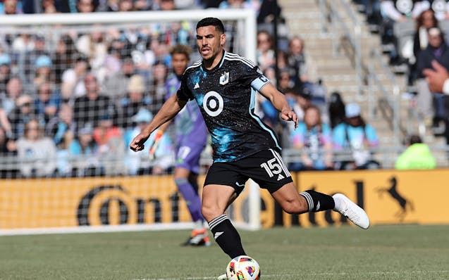 Minnesota United defender Michael Boxall (15) controls the ball during the home opener against Columbus on March 2.