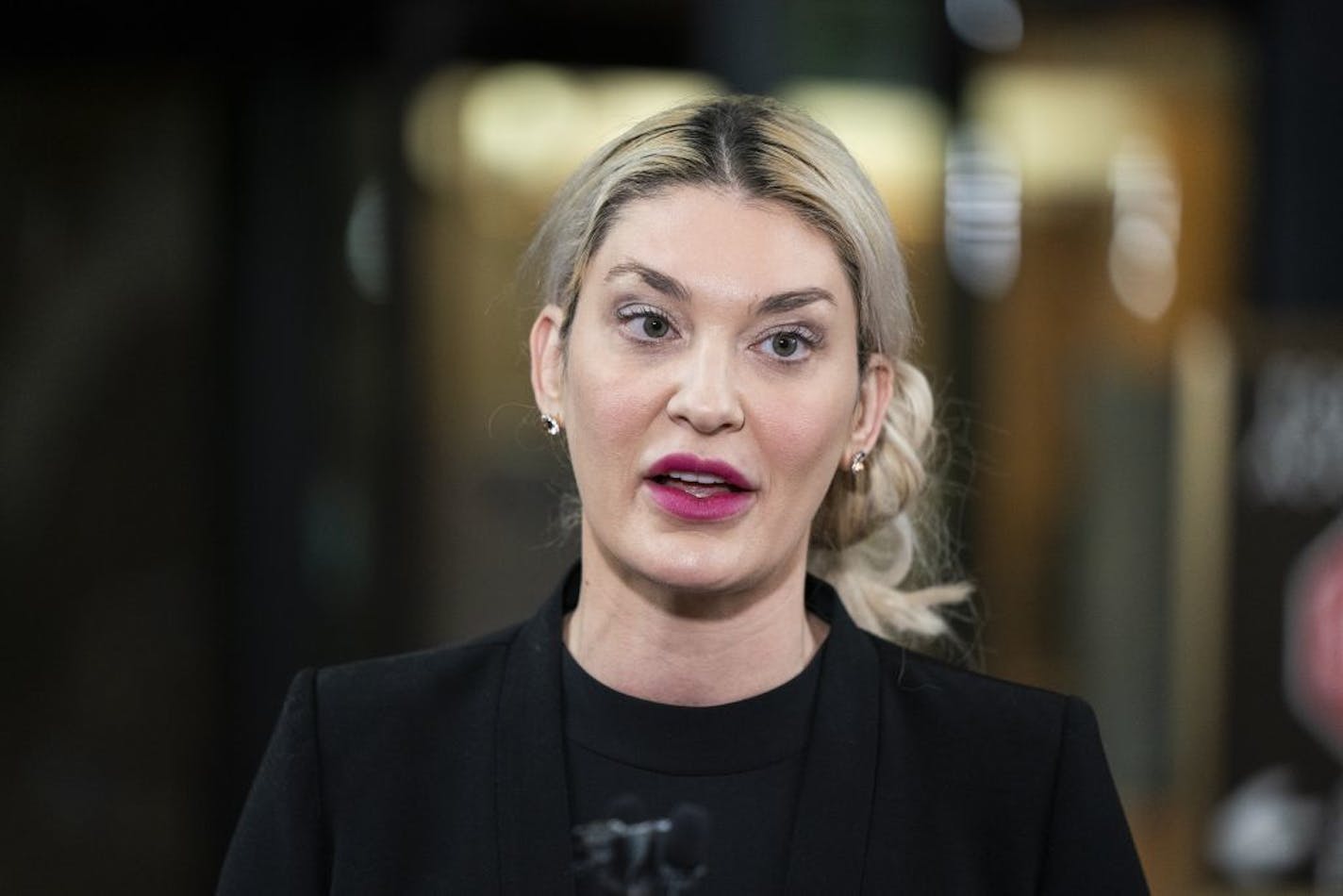 Sarah Klein, the attorney of the victim, speaks to the media after the sentencing hearing of figure skating coach Thomas J. Incantalupo.