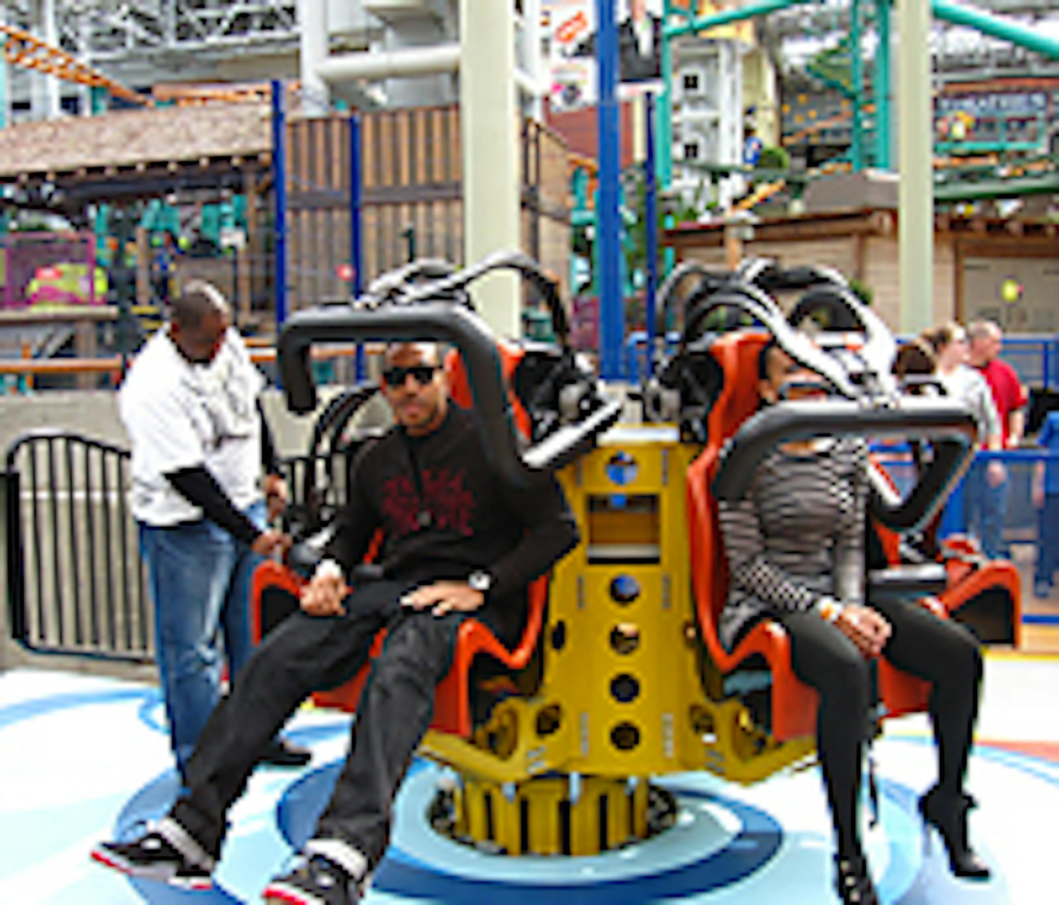 Ludacris gets on a ride at the MOA.