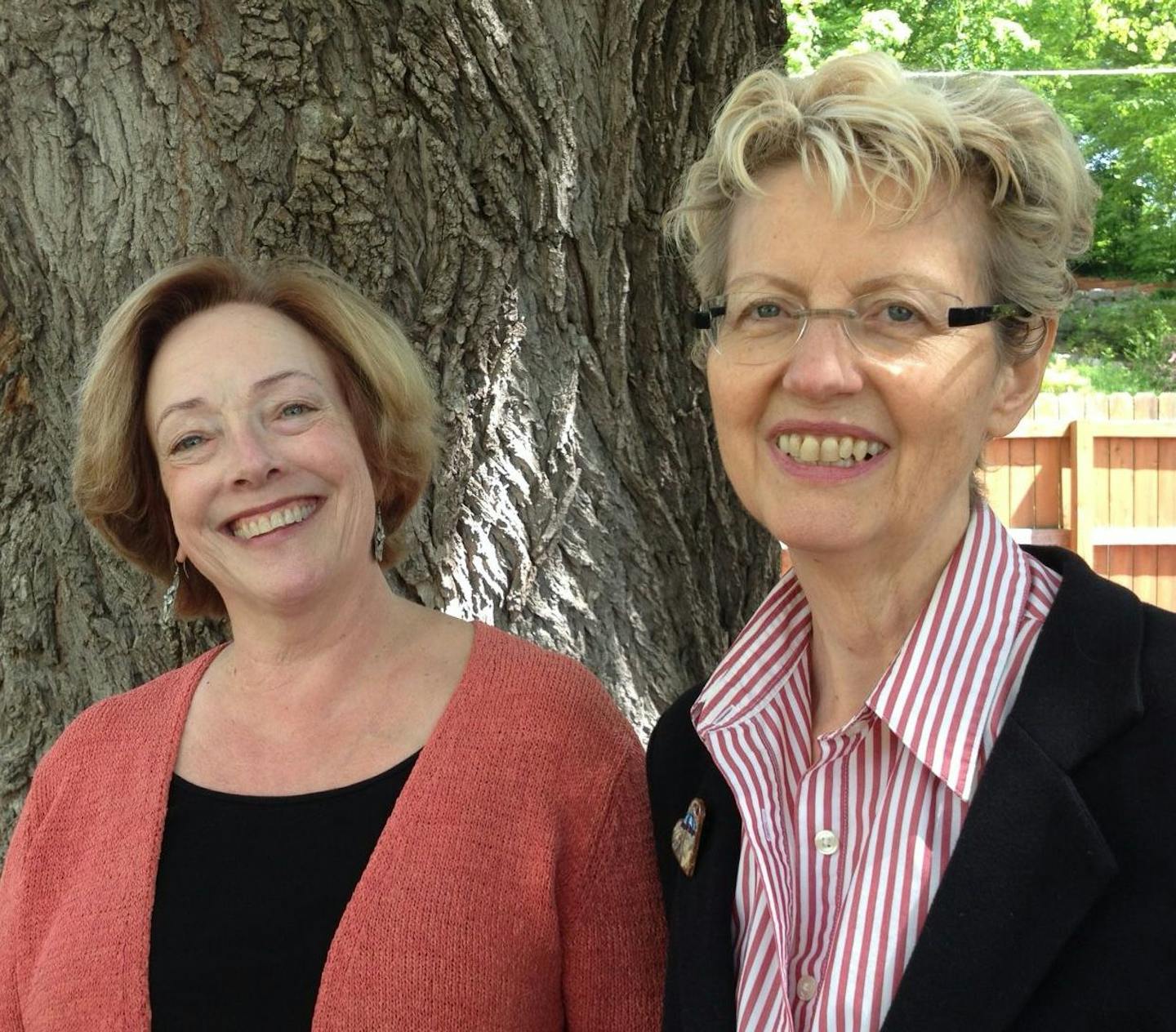 Rebecca Anderson, left, and artist Laurie Phillips collaborated on "The Suicide Survivors' Club," in which each member of Anderson's family told their story of grief and healing.