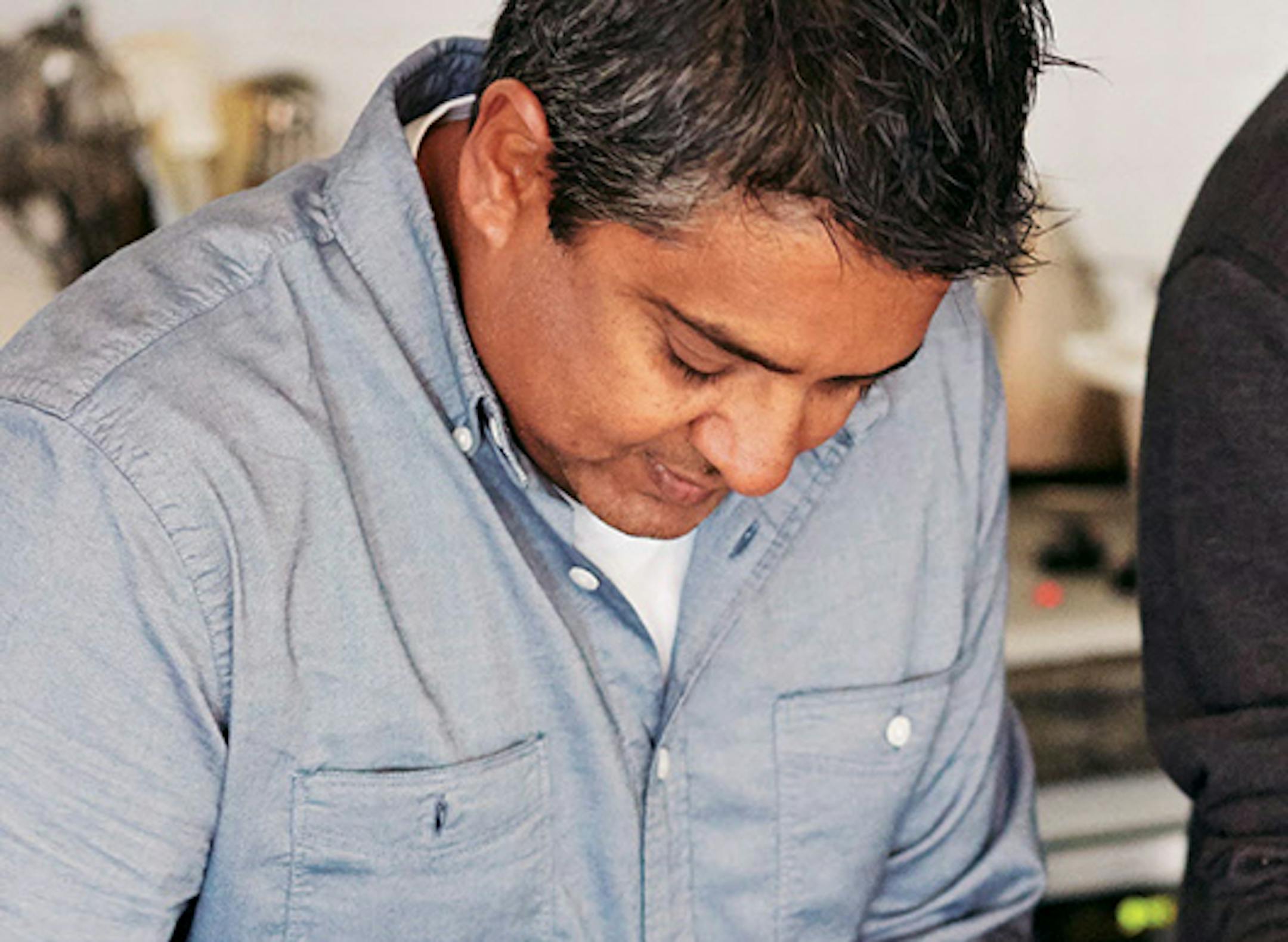 Chef/cookbook author Floyd Cardoz in the kitchen. From "Flavorwalla."