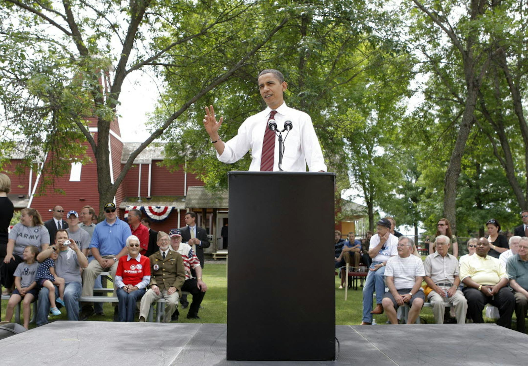 Democratic presidential candidate, Sen. Barack Obama, D-Ill., speaks during his campaign stop in Fargo, N.D., today.
