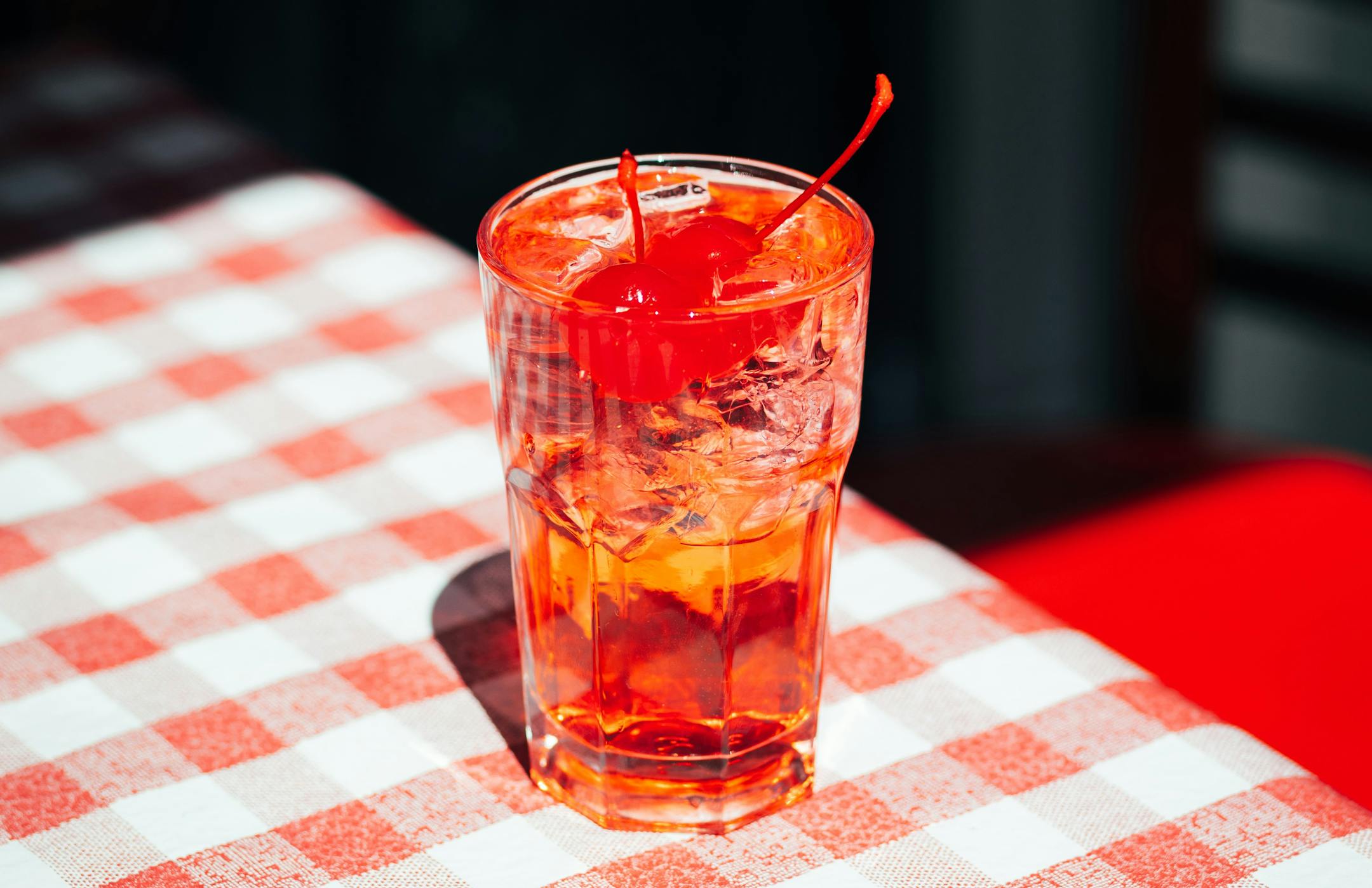 The Dirty Shirley, a grown-up version of the classic Shirley Temple, made of vodka, grenadine, lemon lime soda and maraschino cherries, at Fanelli's Cafe in New York, April 29, 2022. Vodka-spiked Shirley Temples, nostalgic, colorful and unapologetically sweet, have found a way to upstage the vodka soda. (Lanna Apisukh/The New York Times)