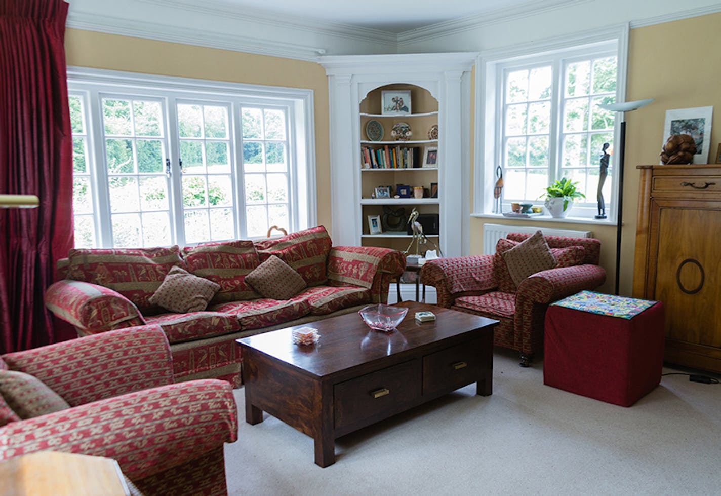 The living room at Nettlepole is comfortable and bright.