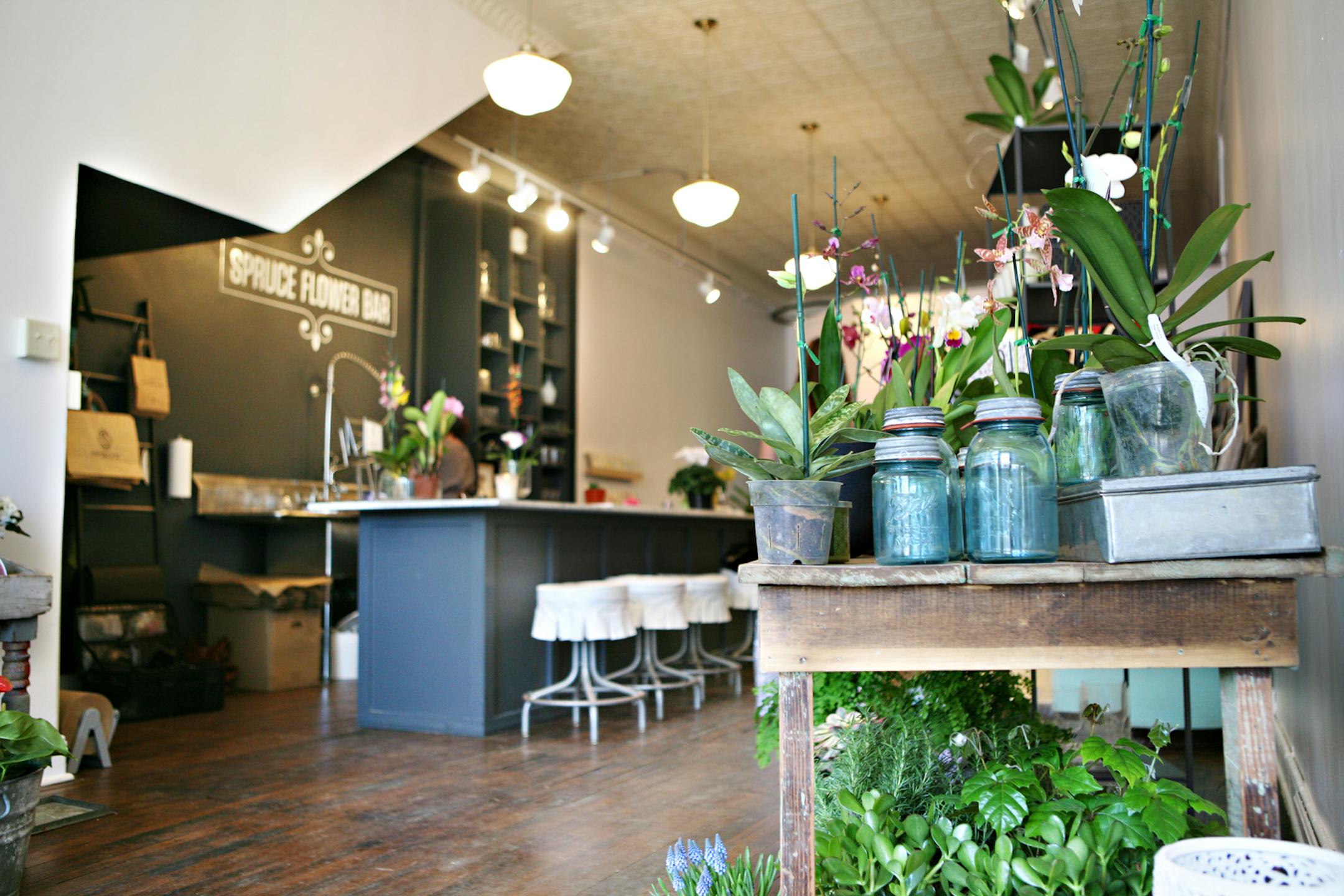 Interior of Spruce Flowers & Home, a new store in the 48th and Chicago area of Minneapolis. Shown is the flower bar area.
