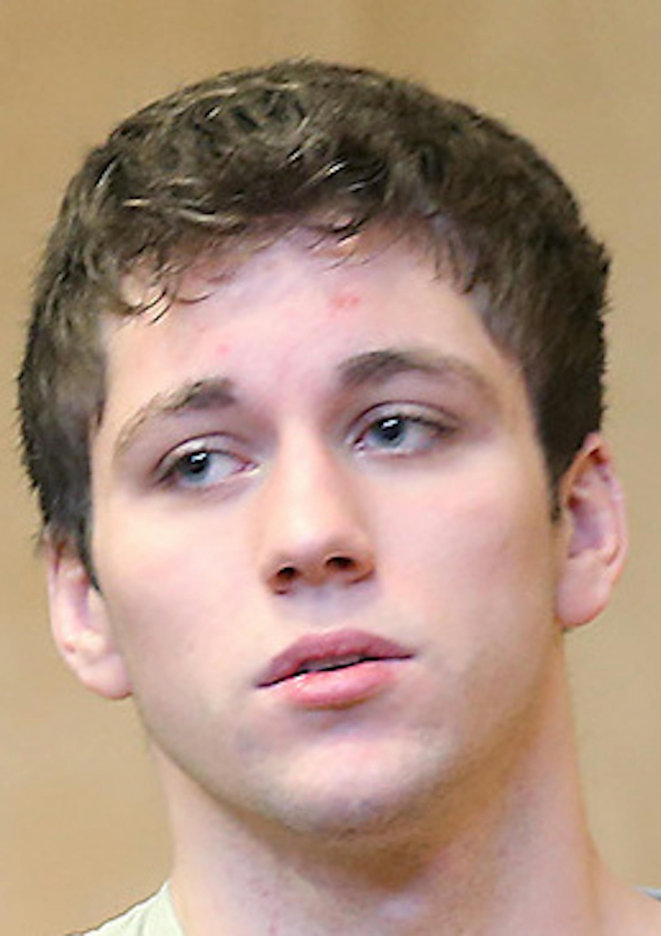 Minnesotan Levi Acre-Kendall made his way into court as Judge Molly E. GaleWyrick listened to arguments in the case against Acre-Kendall in the April stabbing of Peter Kelly, Wednesday, July 15, 2015 in Balsam Lake, Wis. ] (ELIZABETH FLORES/STAR TRIBUNE) ELIZABETH FLORES • eflores@startribune.com