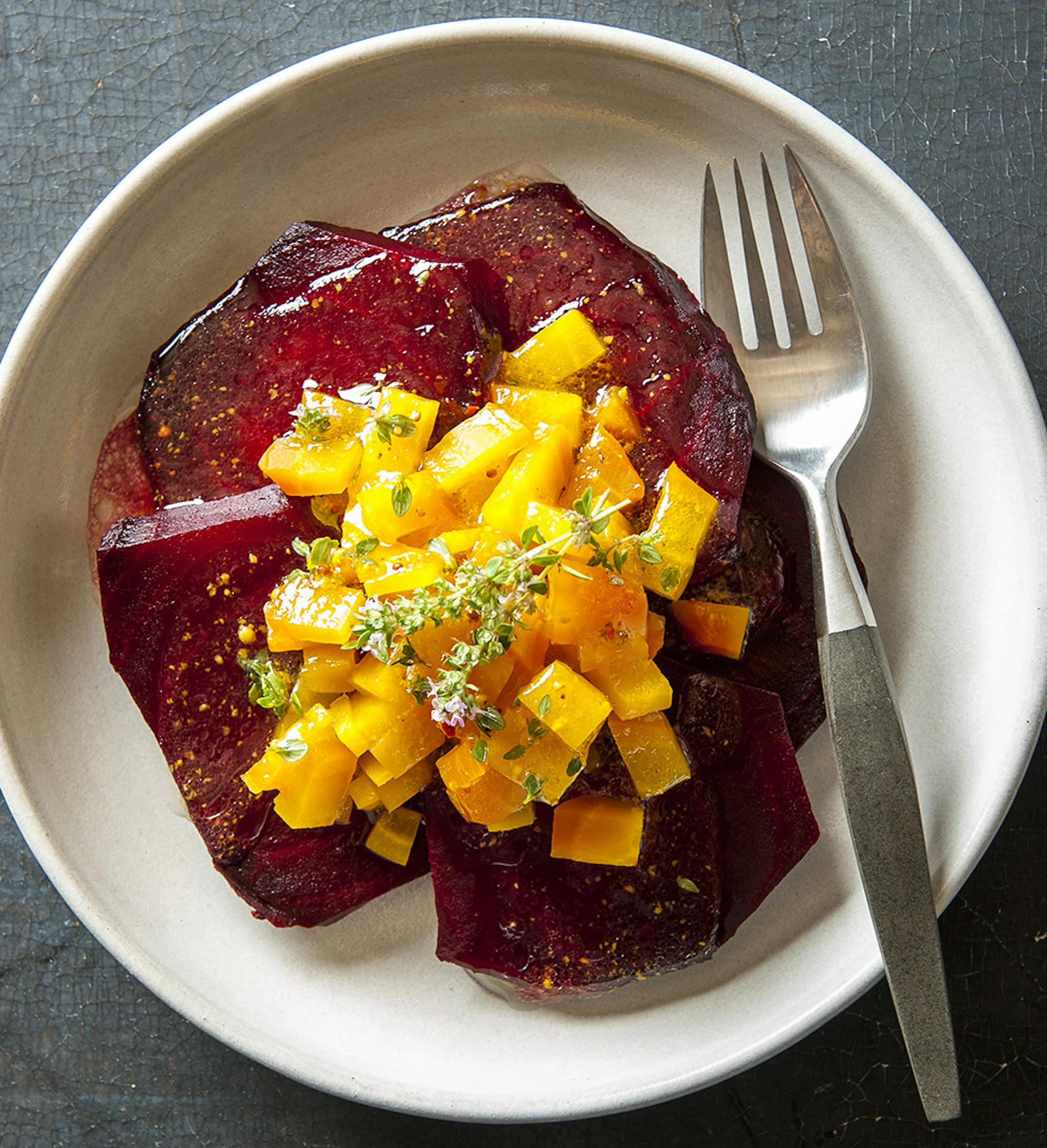 Beet Salad With Lemon, Thyme and Mint Vinaigrette.