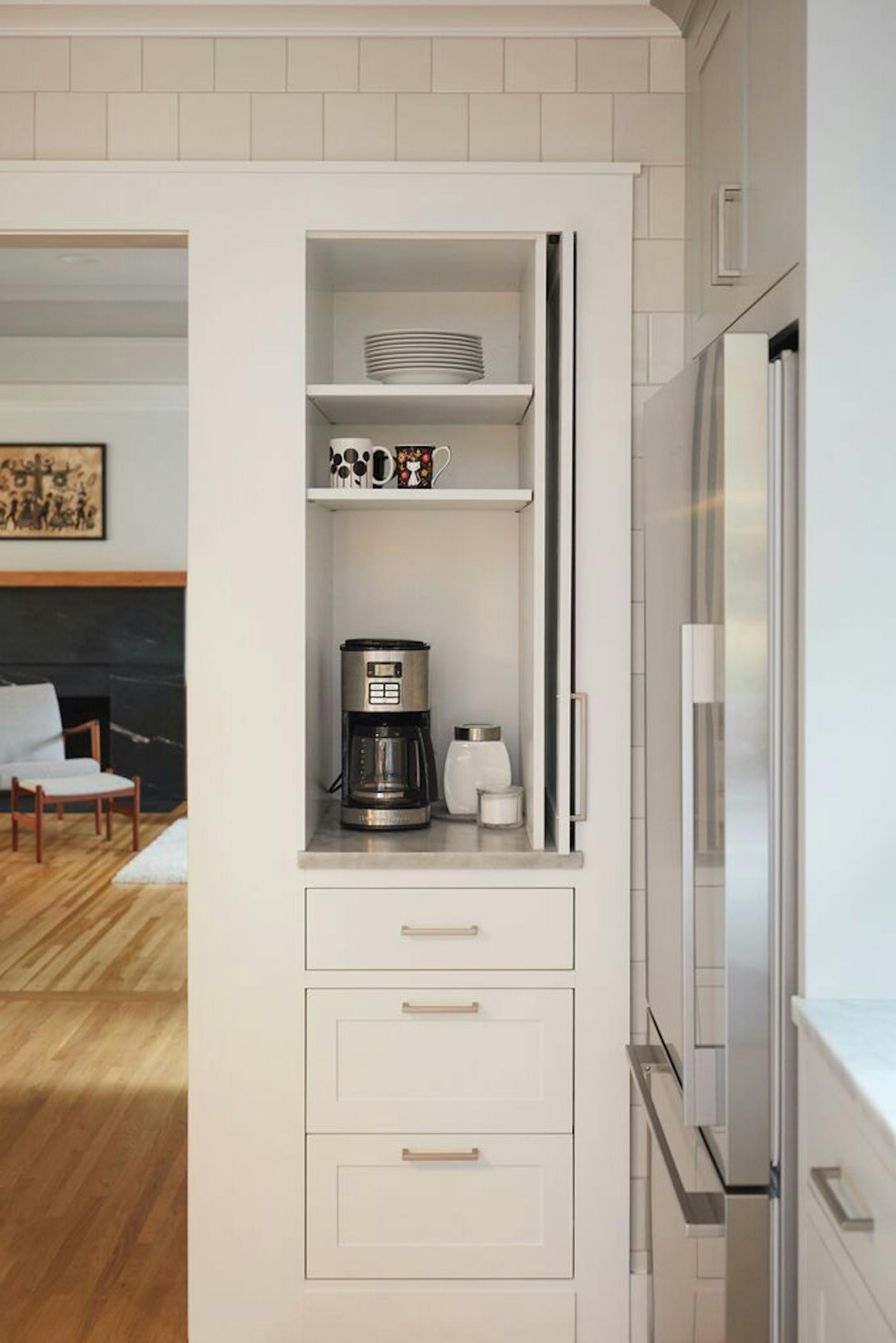 The new kitchen includes a beverage station.