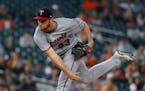 Minnesota Twins pitcher Kohl Stewart throws against the Detroit Tigers in the second inning of a baseball game in Detroit, Monday, Sept. 17, 2018. (AP