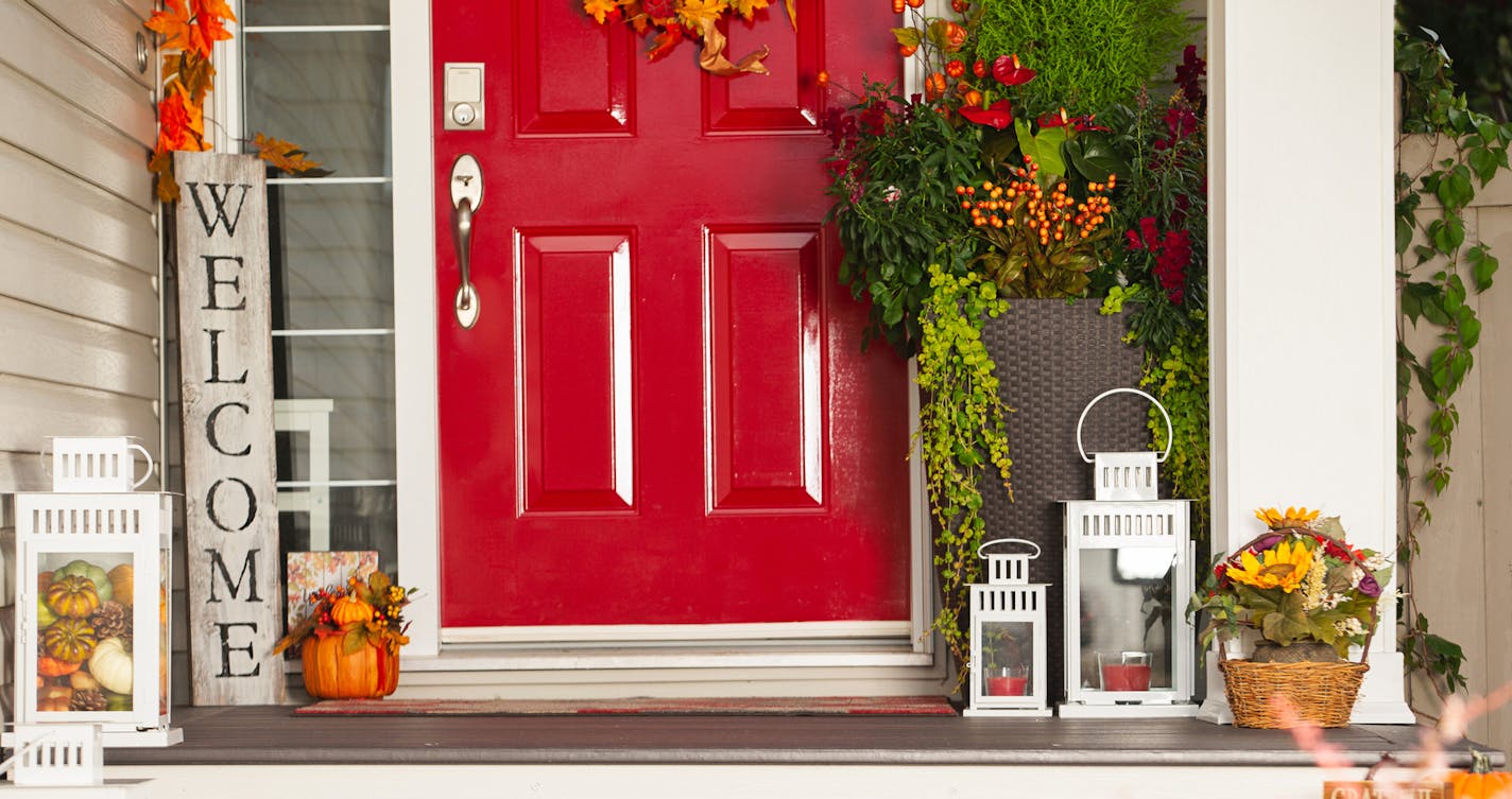 iStock
Front door fall decorations.