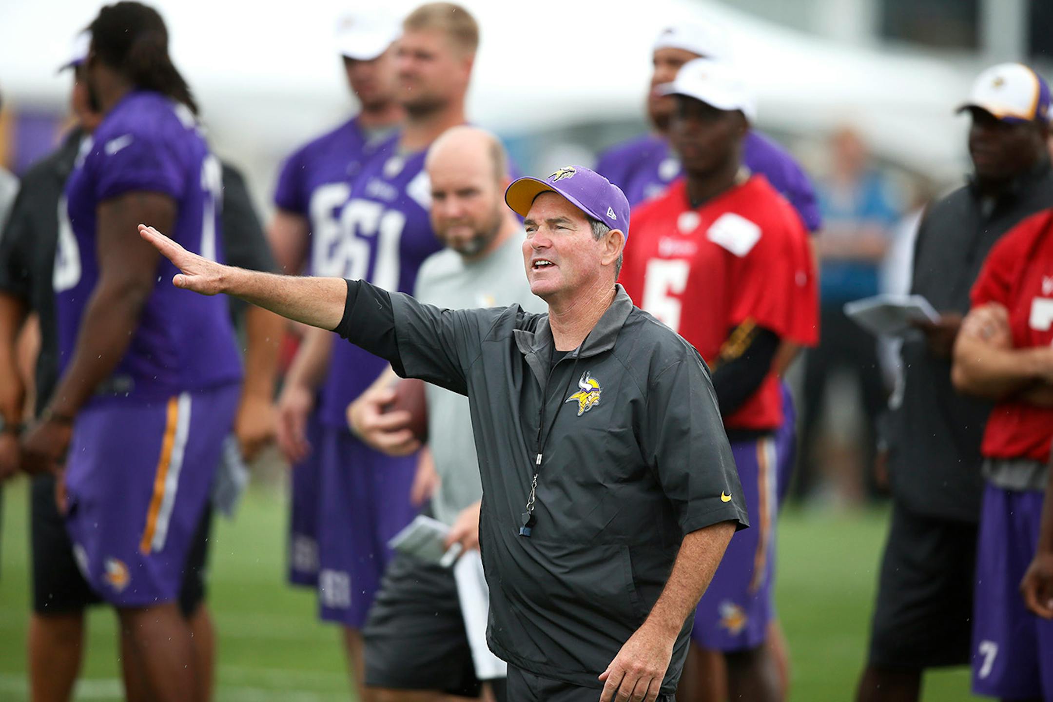 Vikings head coach Mike Zimmer during NFL camp at Minnesota State Mankato Saturday July 26, 2014 in Mankato, MN . ] Jerry Holt Jerry.holt@startribune.com