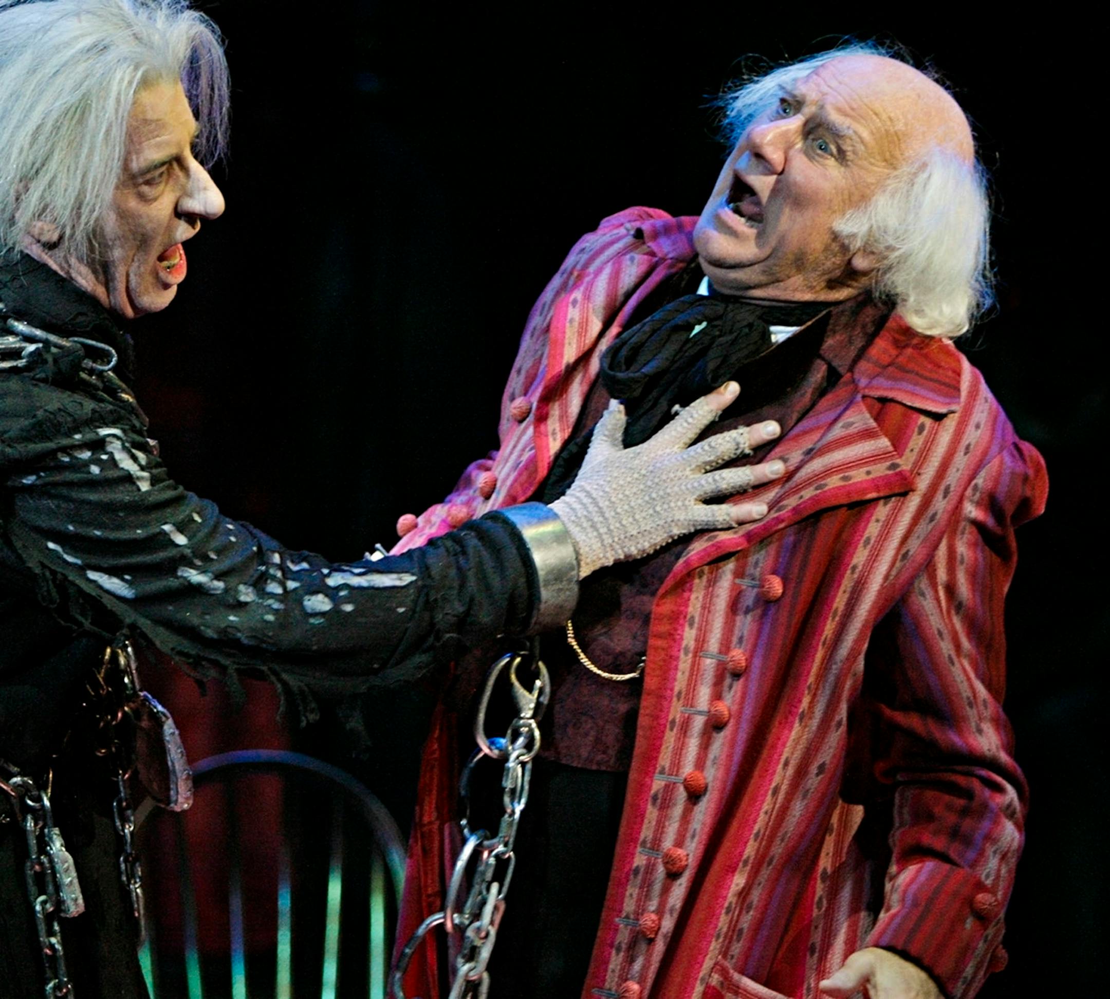Peter Michael Goetz as Scrooge in "A Christmas Carol' at the Guthrie. Steven Epp as Jacob Marley. Goetz, is one of the members of the Guthrie's Ebenezer Scrooge club, playing the role 2015, 2009