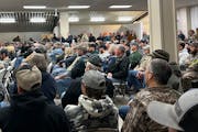 Hundreds of people turned out for an informational meeting held by Hunters for Hunters in Carlton, Minn., on Wednesday night.
