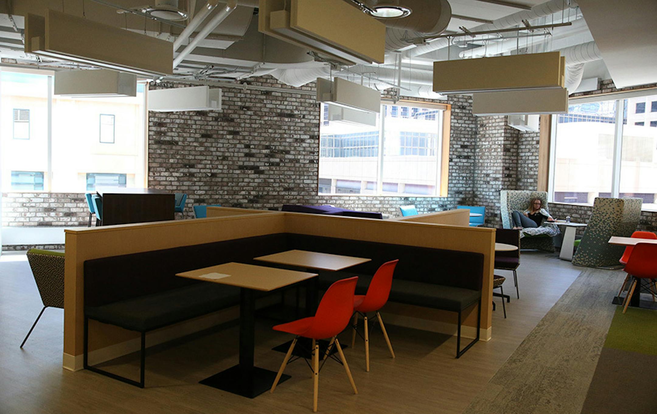 One of the eating areas on the newly redesigned fourth floor.