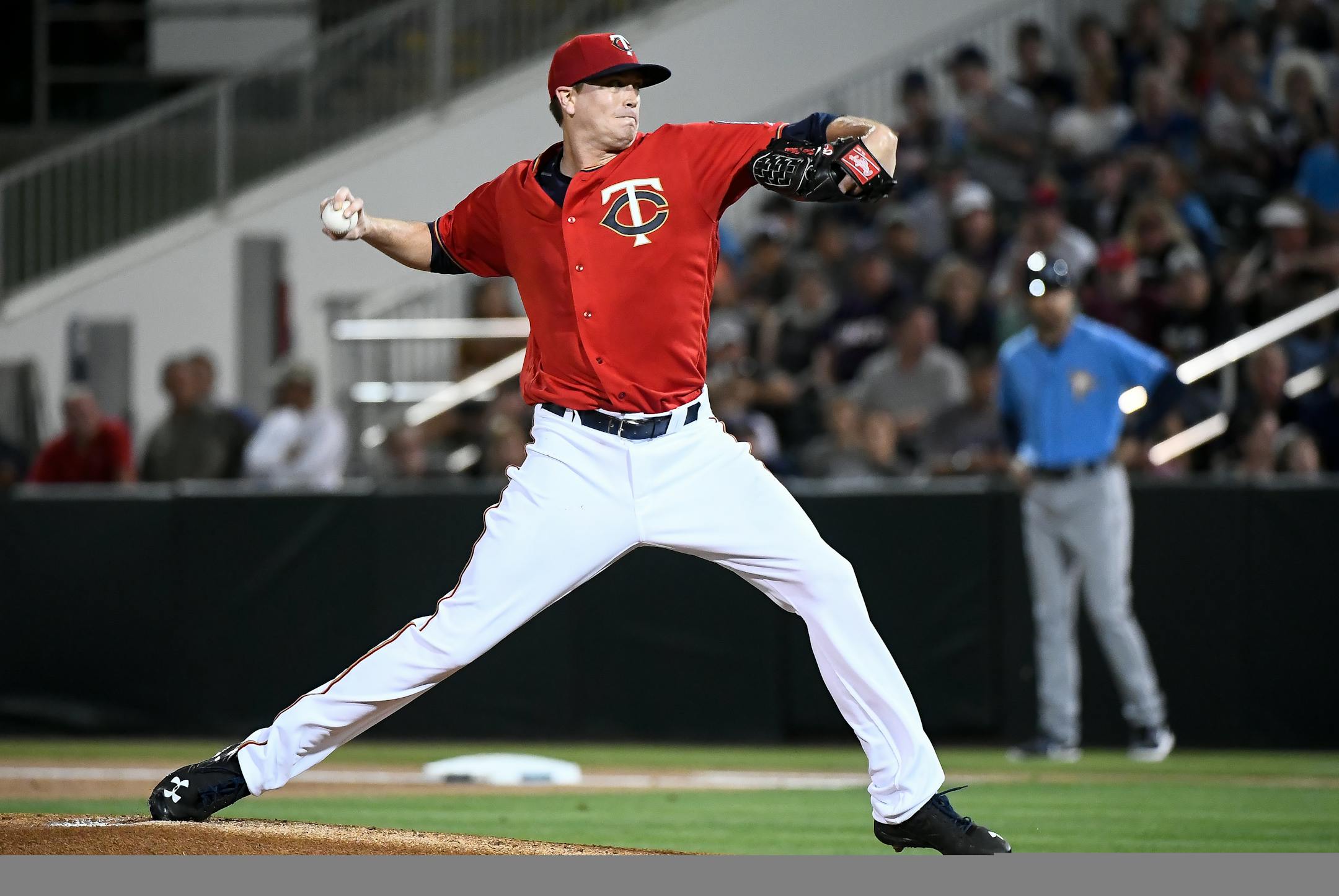 Twins starting pitcher Kyle Gibson threw the first pitch of the game against the Tampa Bay Rays Friday night.