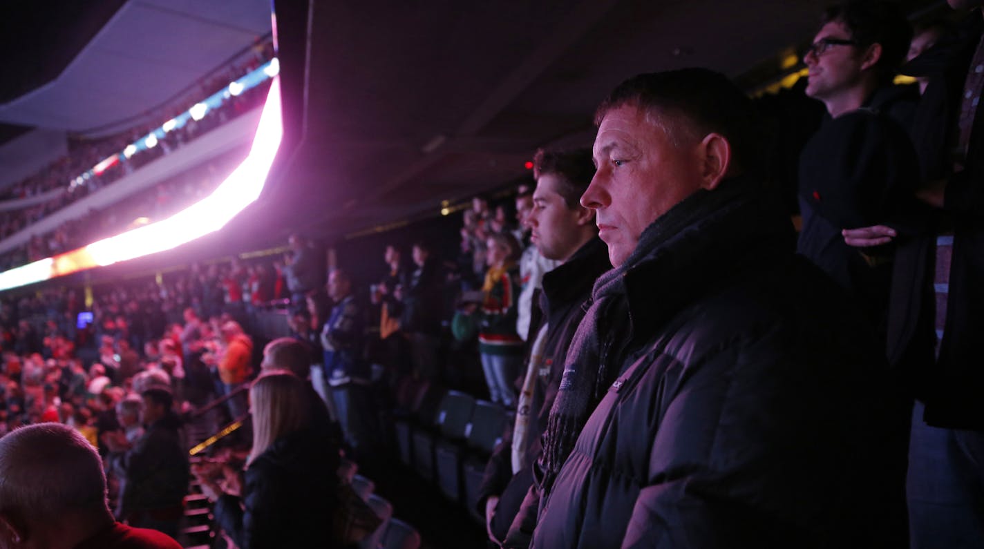 At the Xcel Energy Center in a game between Tampa Bay and the Wild, Erik Haula's father, Tomi is here on a two week visit to see his son play.]rtsong-taatarii@startribune.com