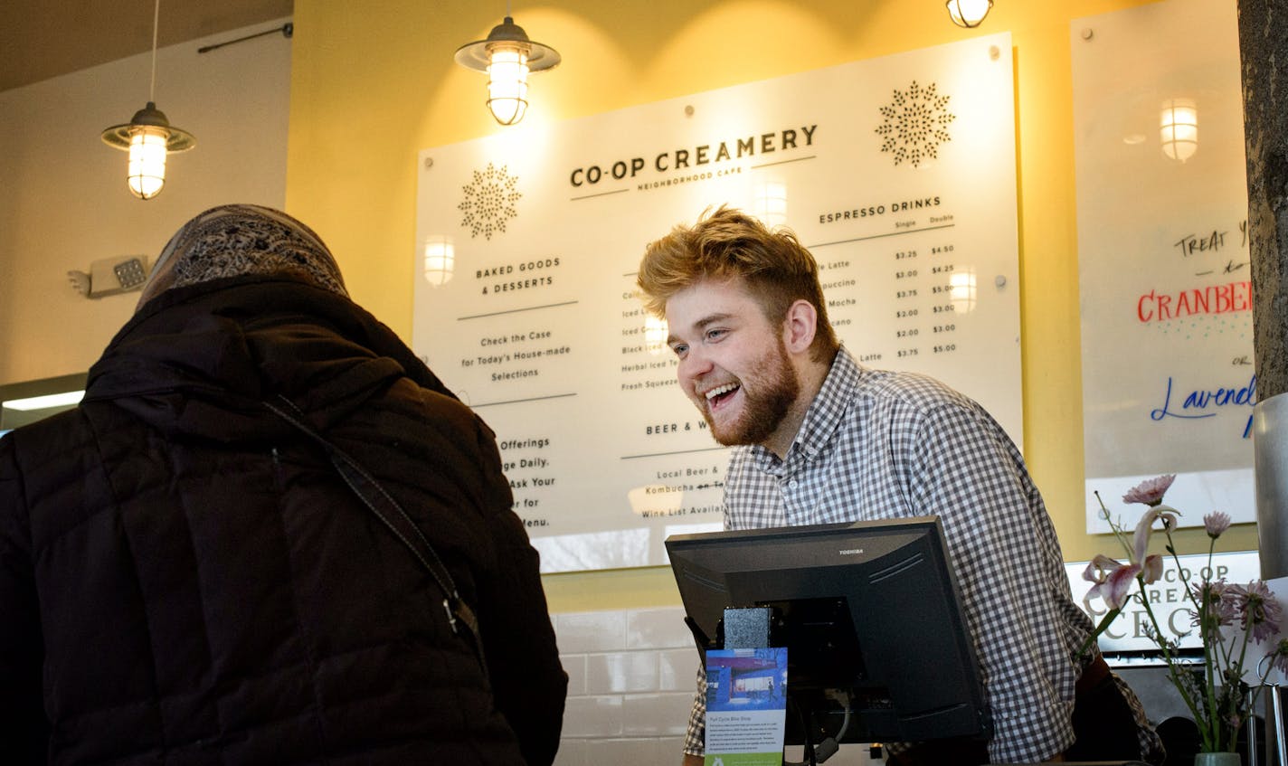 Alex August-Stohr greeted a diner at the restaurant's counter.