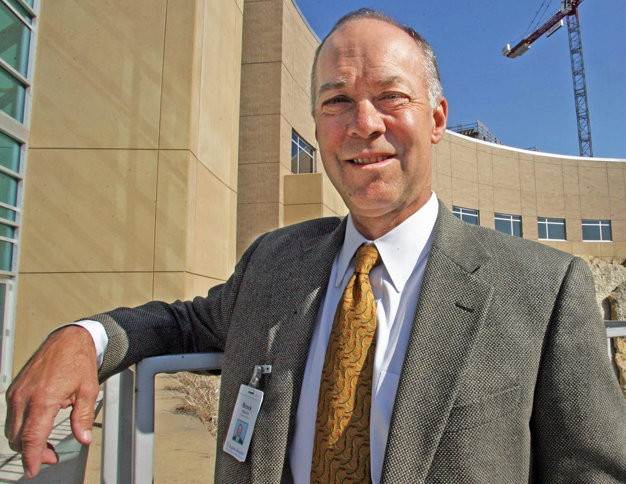 MARLIN LEVISON * mlevison@startribune.com Assign. #00002332A March 28, 2008] GENERAL INFORMATION: CEO of Regions Hospital in St. Paul, Brock Nelson. IN THIS PHOTO: Nelson in front of Regions Hospital.