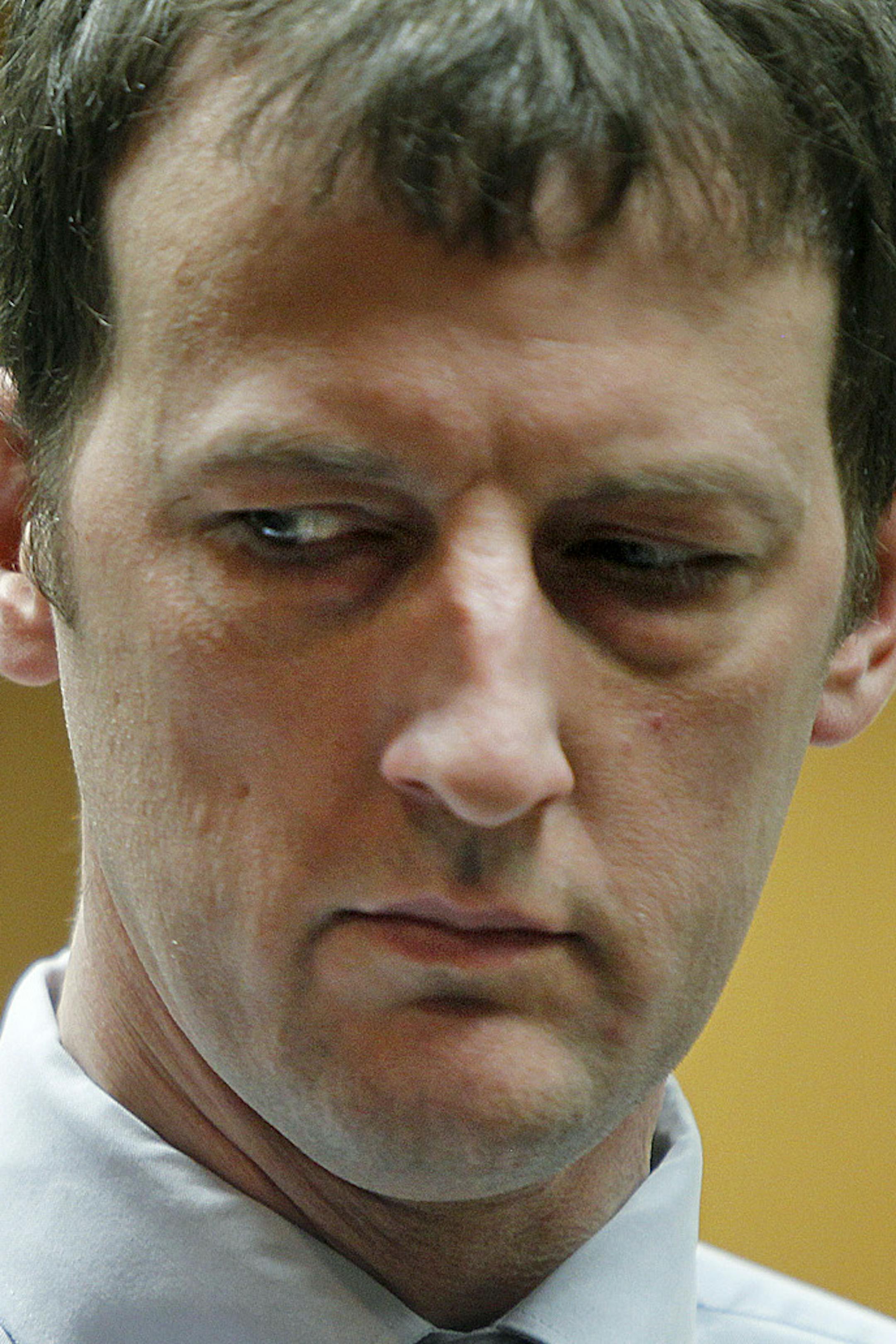 Aaron Schaffhausen stood after all testimony was completed on the fourth day of trial at a St. Croix County Courtroom in Hudson, Wis., Friday, April 5, 2013. (ELIZABETH FLORES/STAR TRIBUNE) ELIZABETH FLORES • eflores@startribune.com