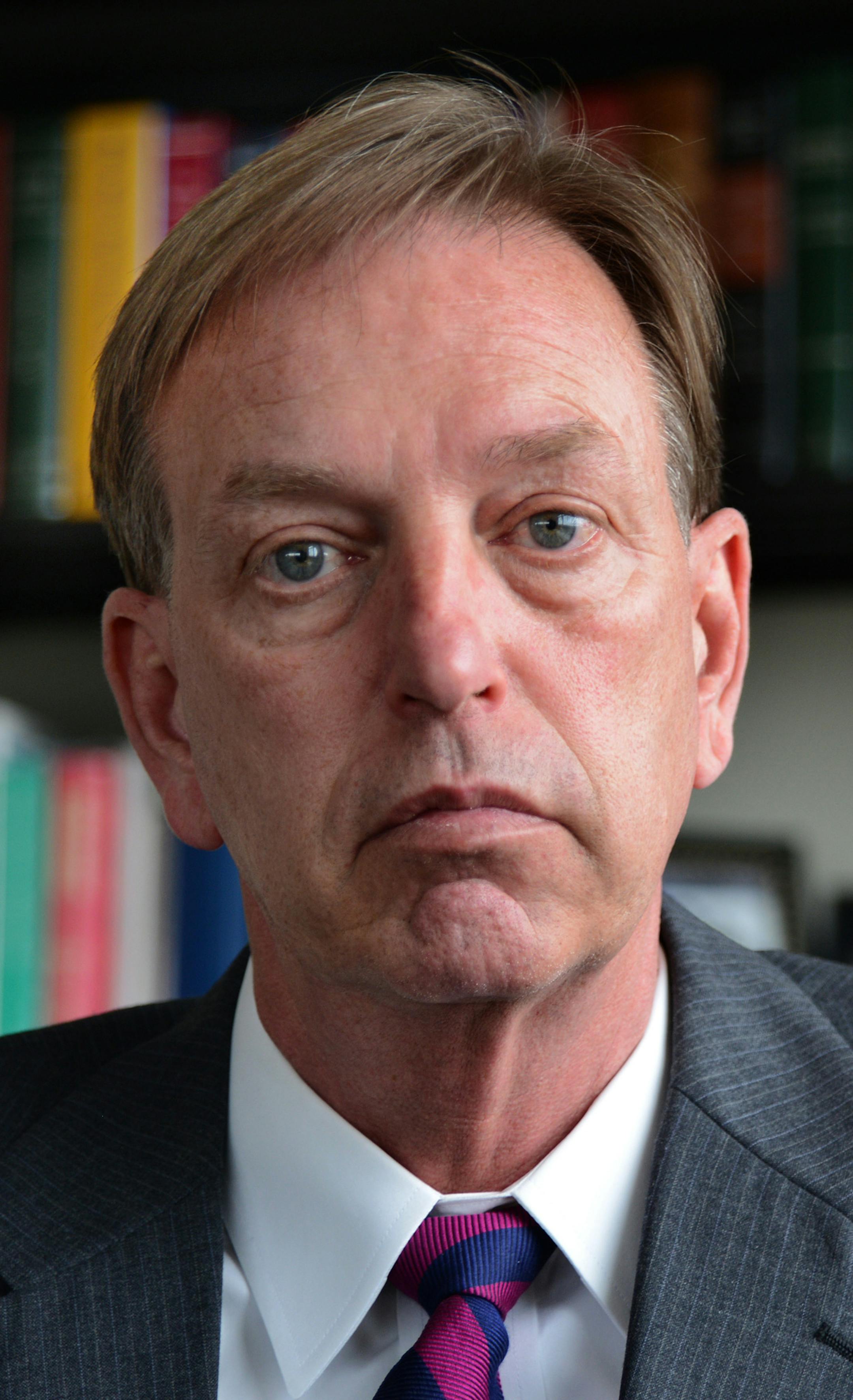 This is a profile of Pete Orput, the Washington County Attorney who will step in as guest prosecutor in the Little Falls home invasion case. Orput, a former Hennepin County prosecutor, is a driven man, described by people who have known him for years as being obsessed with the pursuit of justice. These portraits were taken in his office at the Washington County Government Center.] Richard.Sennott@startribune.com Richard Sennott/Star Tribune. , Oak Parks Heights Minn. Thursday 5/9/13) ** (cq) ORG