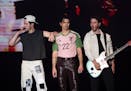 The Jonas Brothers from the left, Nick Jonas, Joe Jonas, and Kevin Jonas, performed at the Minnesota State Fair Grandstand on Friday, Sept. 1, 2023 in