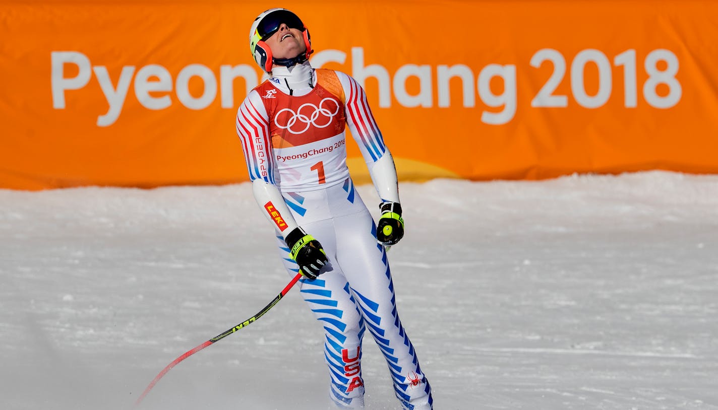 Lindsey Vonn after her run at the women's Super-G at Jeongseon Alpine Centre on Saturday.