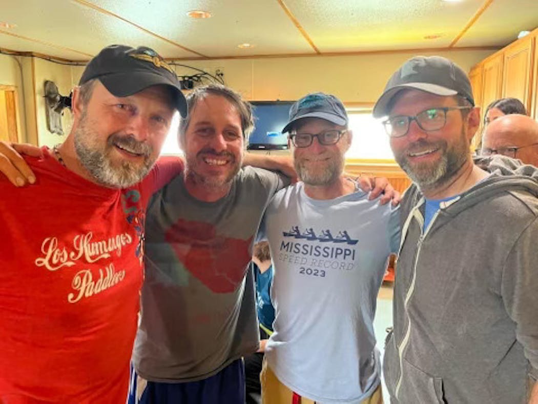 After the record: From left, Wally Werderich, Judd Steinback, Paul Cox, and Scott Miller.